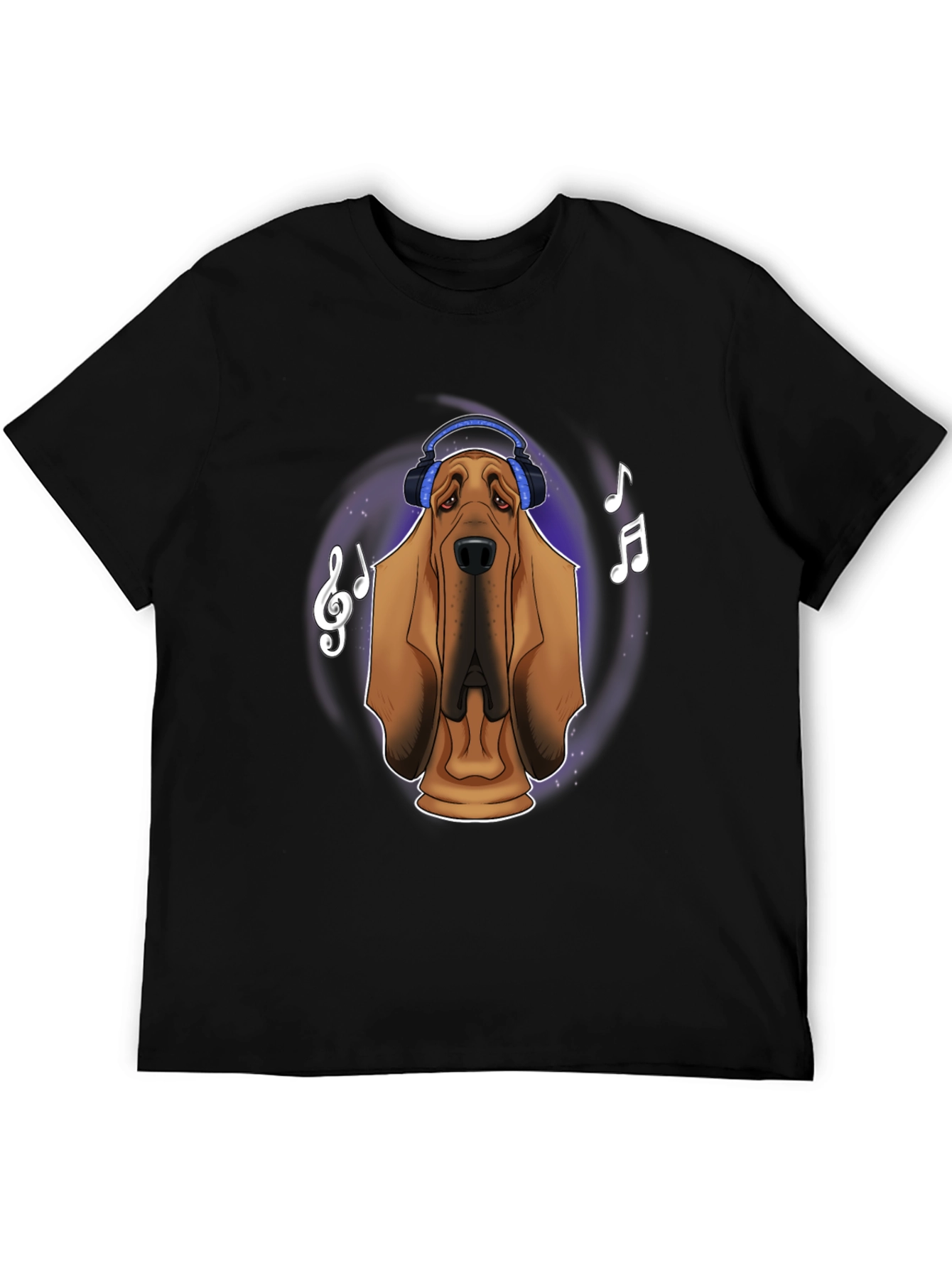 Black Dog with Headphones Graphic T-Shirt view 5
