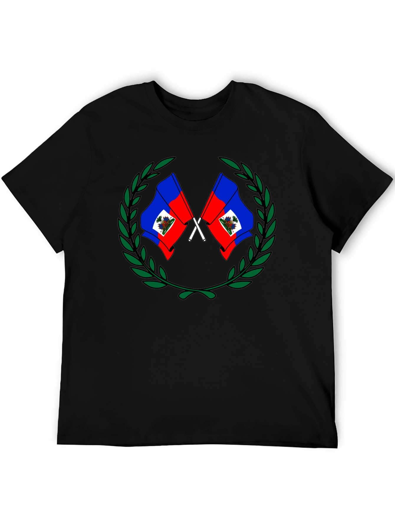 Black Haiti Flag Crest Graphic T-Shirt view 5
