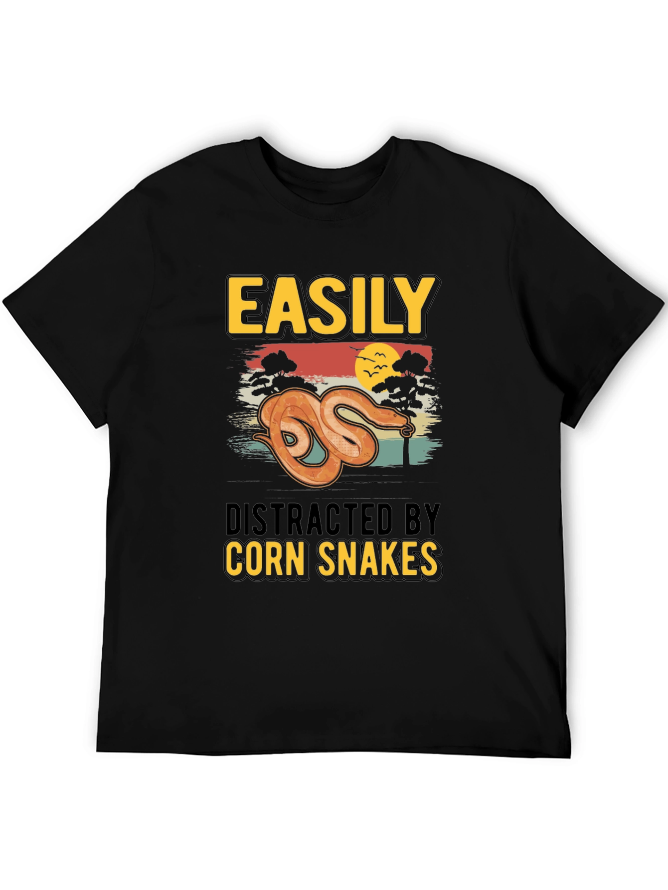 Black Easily Distracted by Corn Snakes T-Shirt view 5