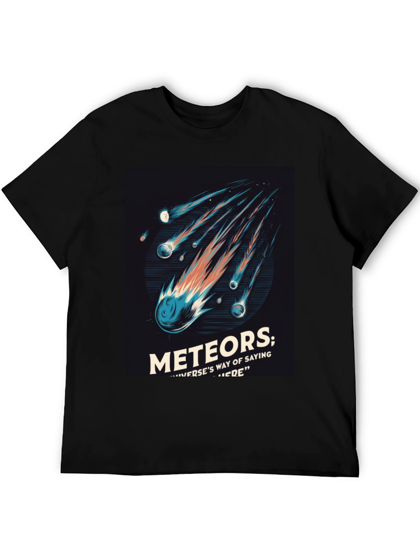 Black Meteor Shower Graphic Tee - Space Lover T-Shirt view 5