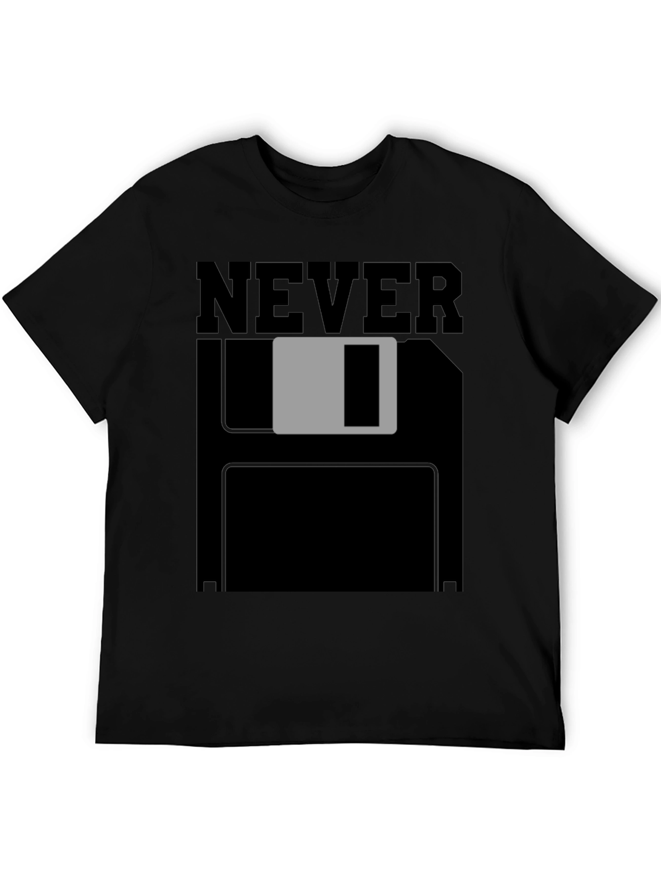 Black Never Save Floppy Disk T-Shirt - Black view 5