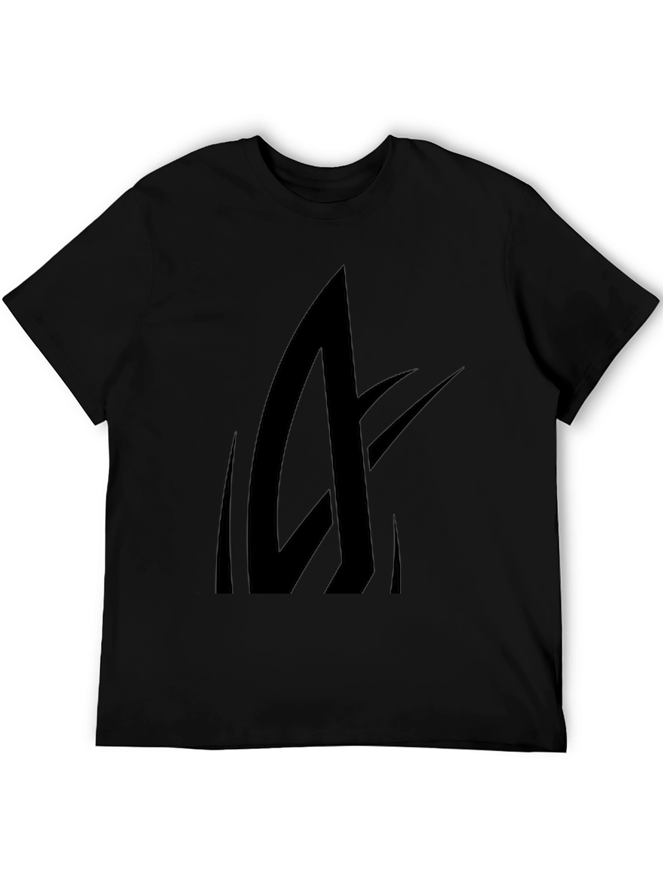 Black Men's Black Graphic Tee - Abstract Design view 5
