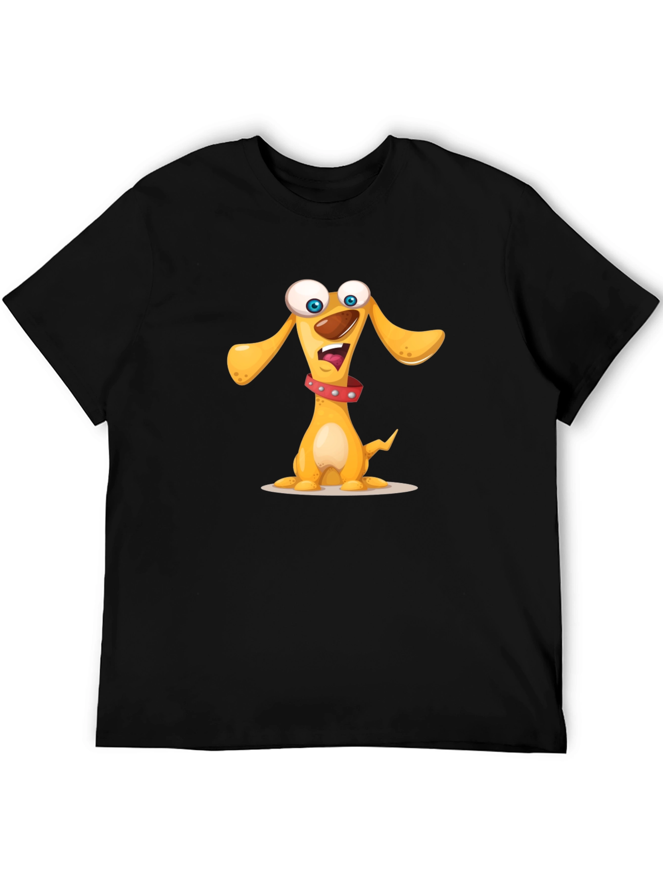 Black Cartoon Dog Graphic Black T-Shirt view 5