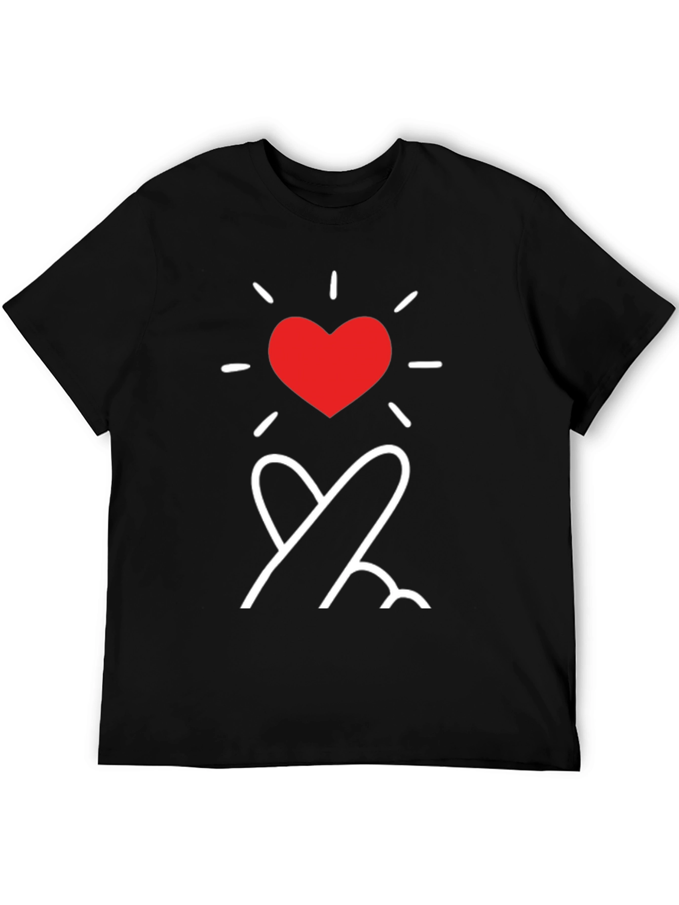 Black Heart Fingers T-Shirt - Stylish Korean Love Sign Tee view 5