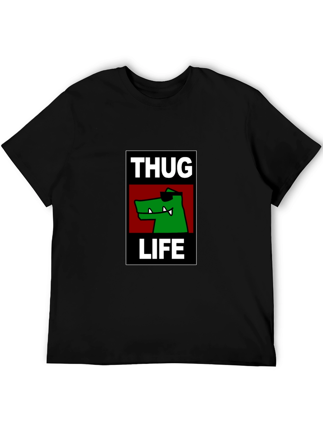 Black Thug Life Alligator Graphic Black T-Shirt view 5