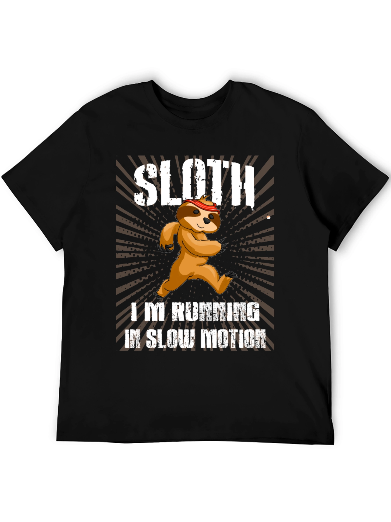 Black Running Sloth T-Shirt - Funny Slow Motion Design view 5