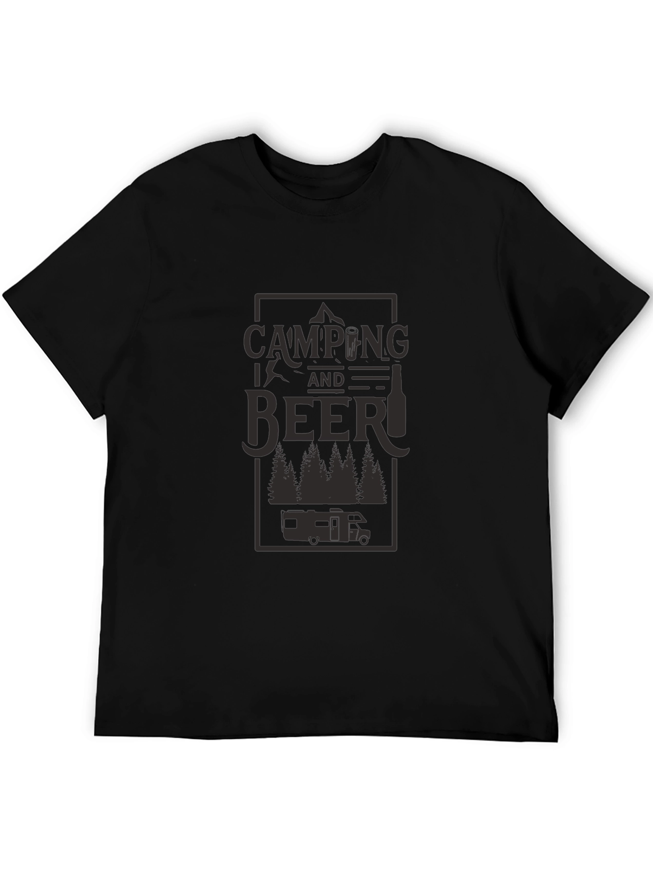 Black Camping and Beer Graphic Tee - Black Cotton T-Shirt view 5