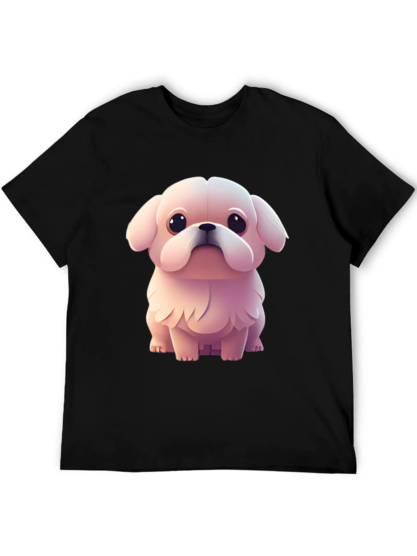 Black Cute Puppy Graphic Tee - Black view 5