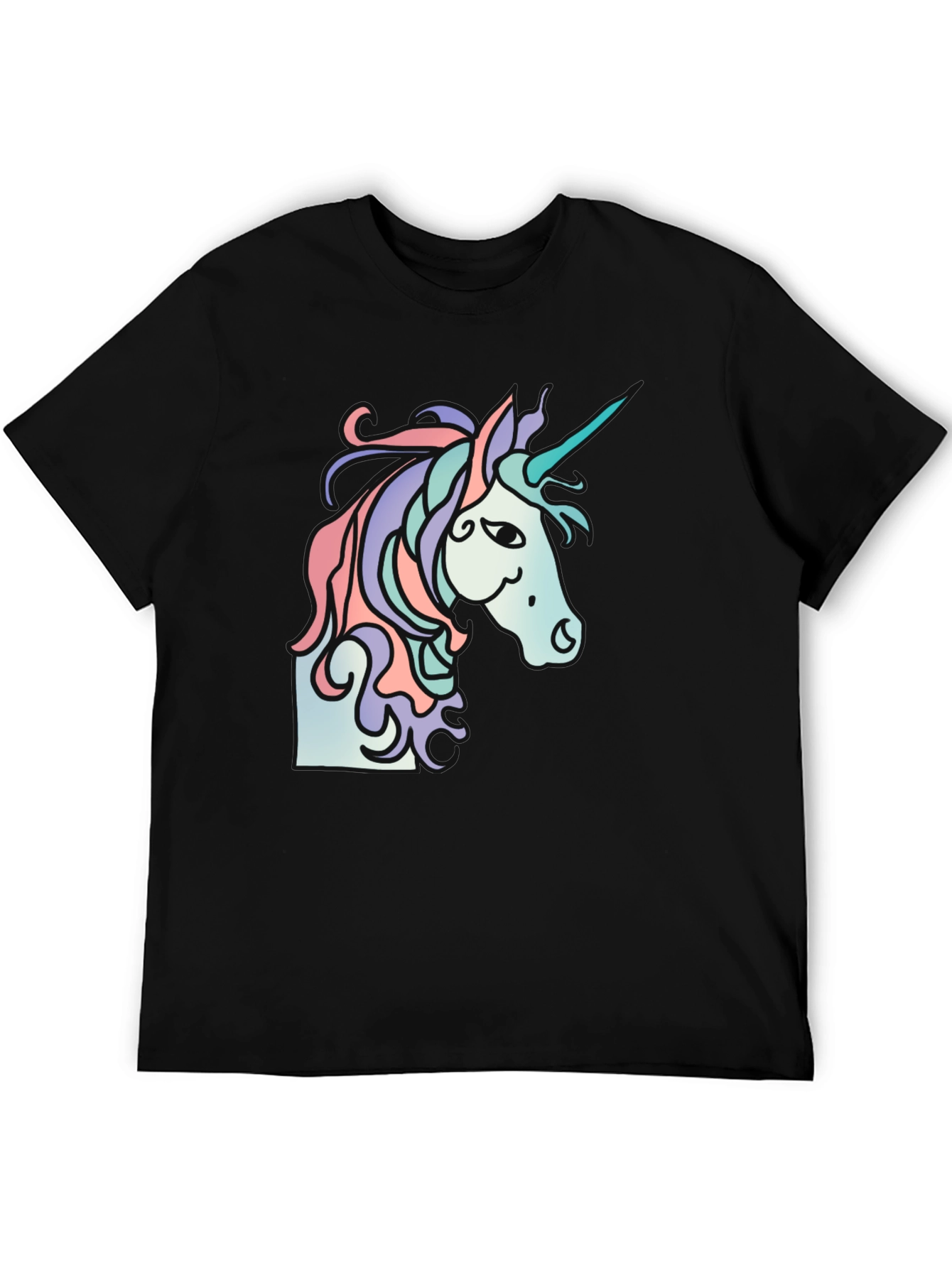 Black Unicorn Graphic Tee - Black Casual T-Shirt view 5