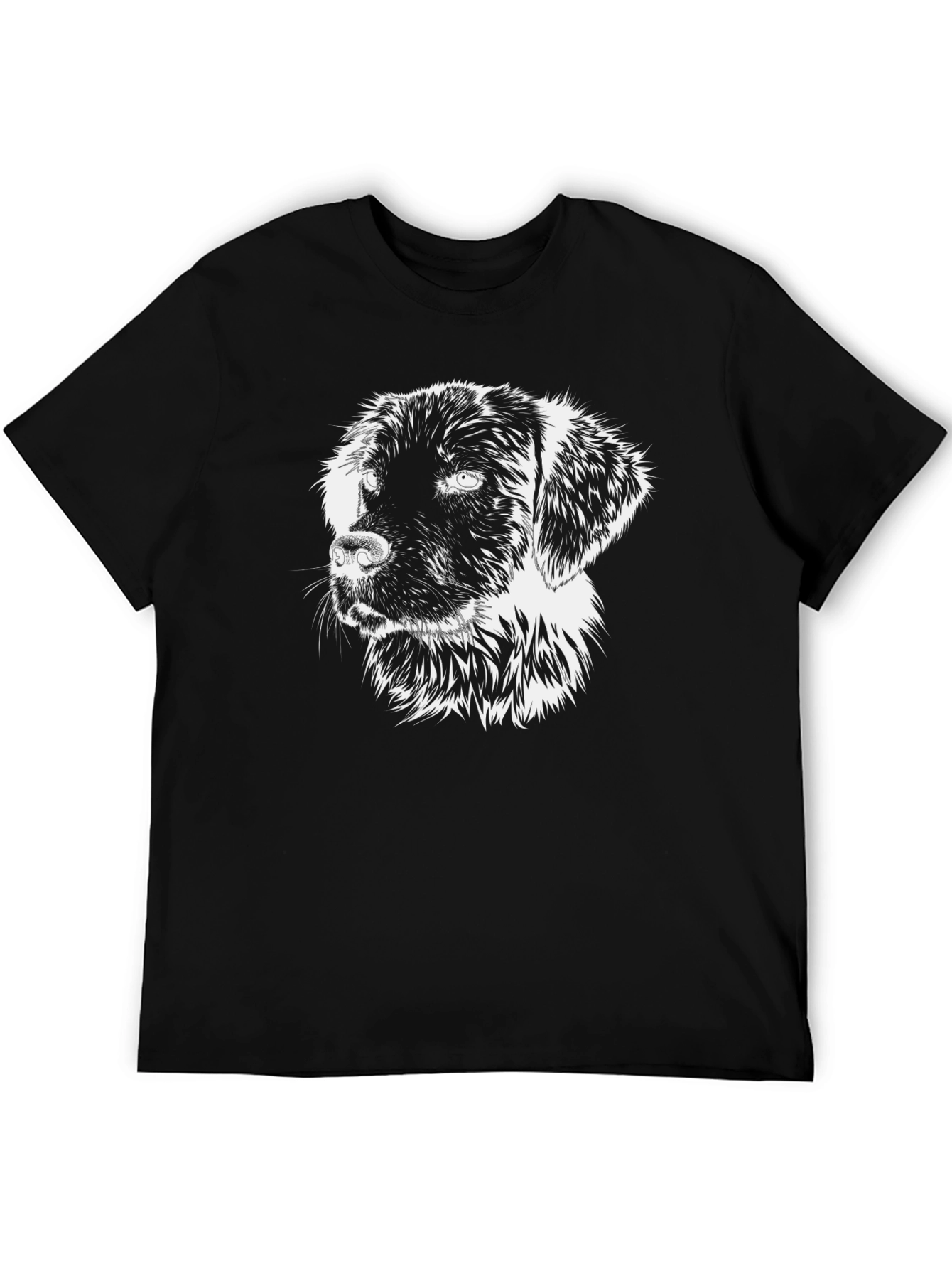 Black Dog Portrait Graphic Tee - Black Cotton Blend T-Shirt view 5