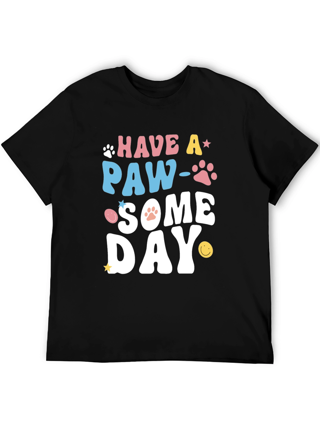 Black Paw-Some Day Graphic Tee - Novelty Print T-Shirt view 5