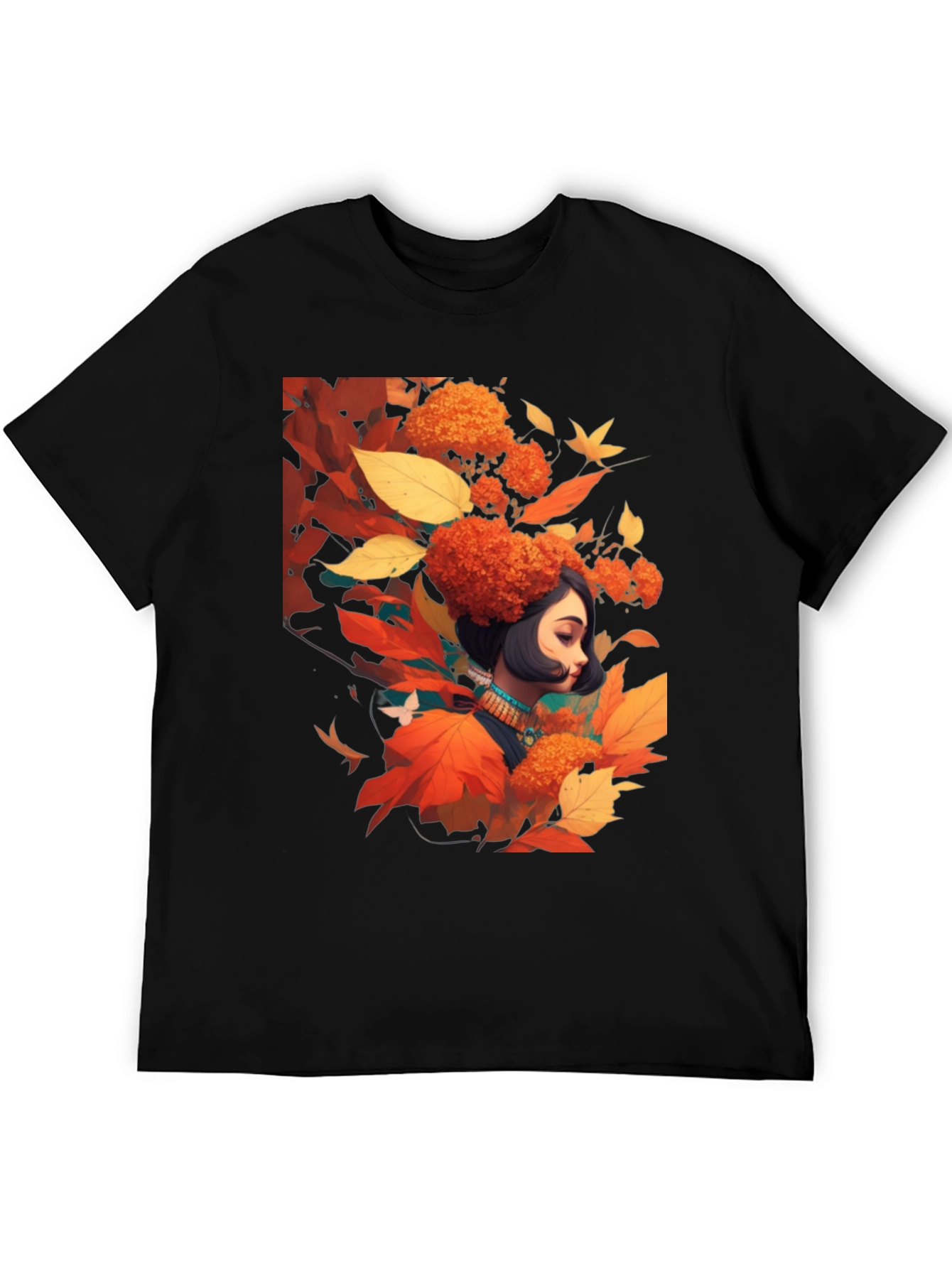 Black Autumnal Woman Graphic Black Tee view 5