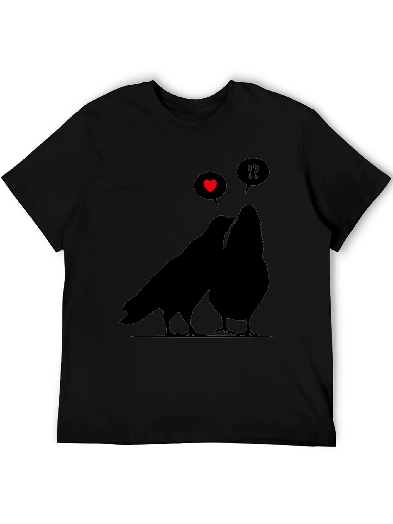 Black Romantic Birds Graphic Tee - Soft Black Cotton view 5