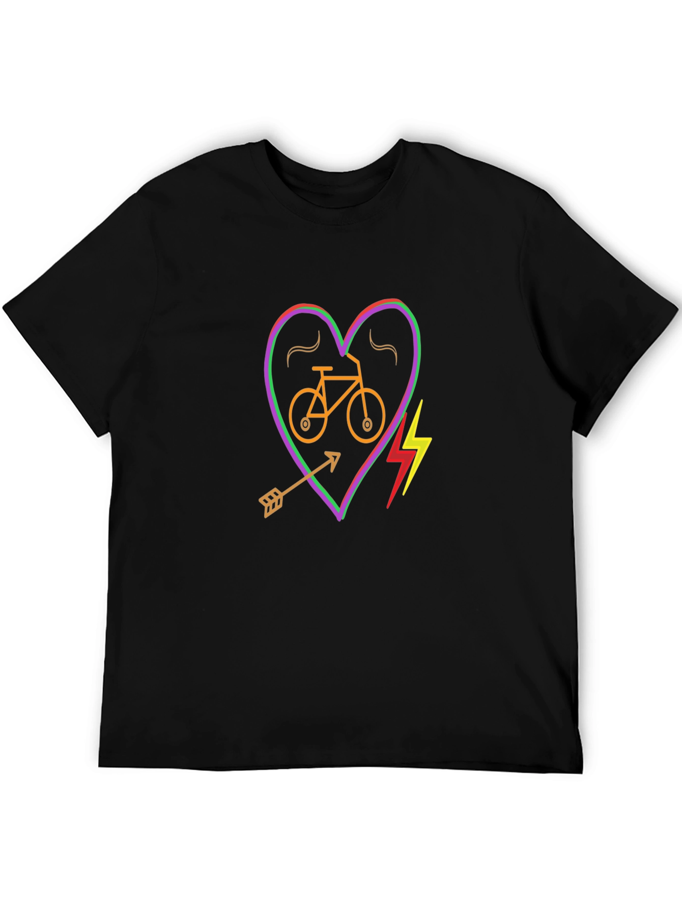 Black Heart Bike Graphic Tee - Black Cotton Shirt view 5