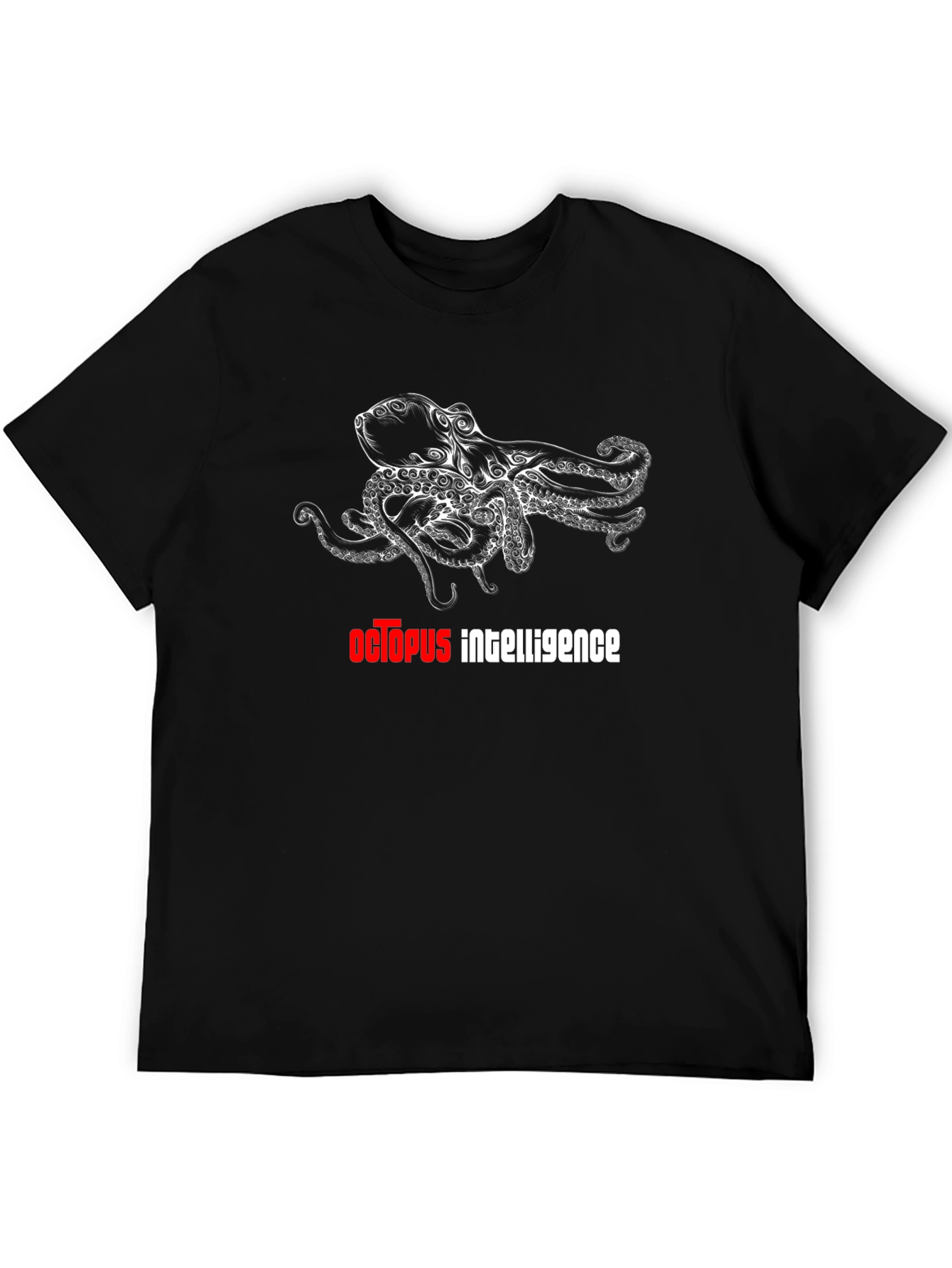 Black Octopus Intelligence Graphic Black T-Shirt view 5