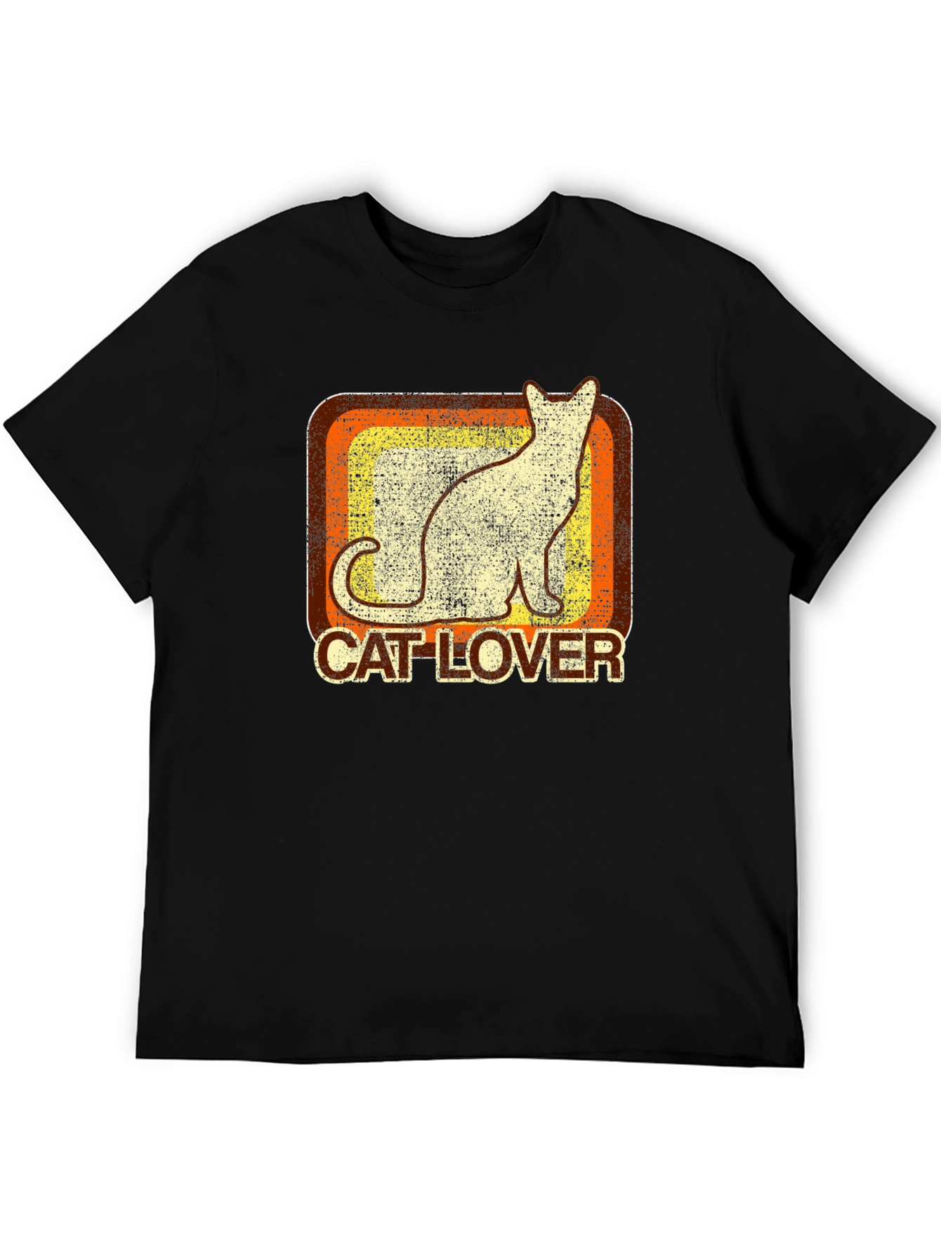 Black Retro Cat Lover Graphic Tee - Soft Cotton Comfort view 5