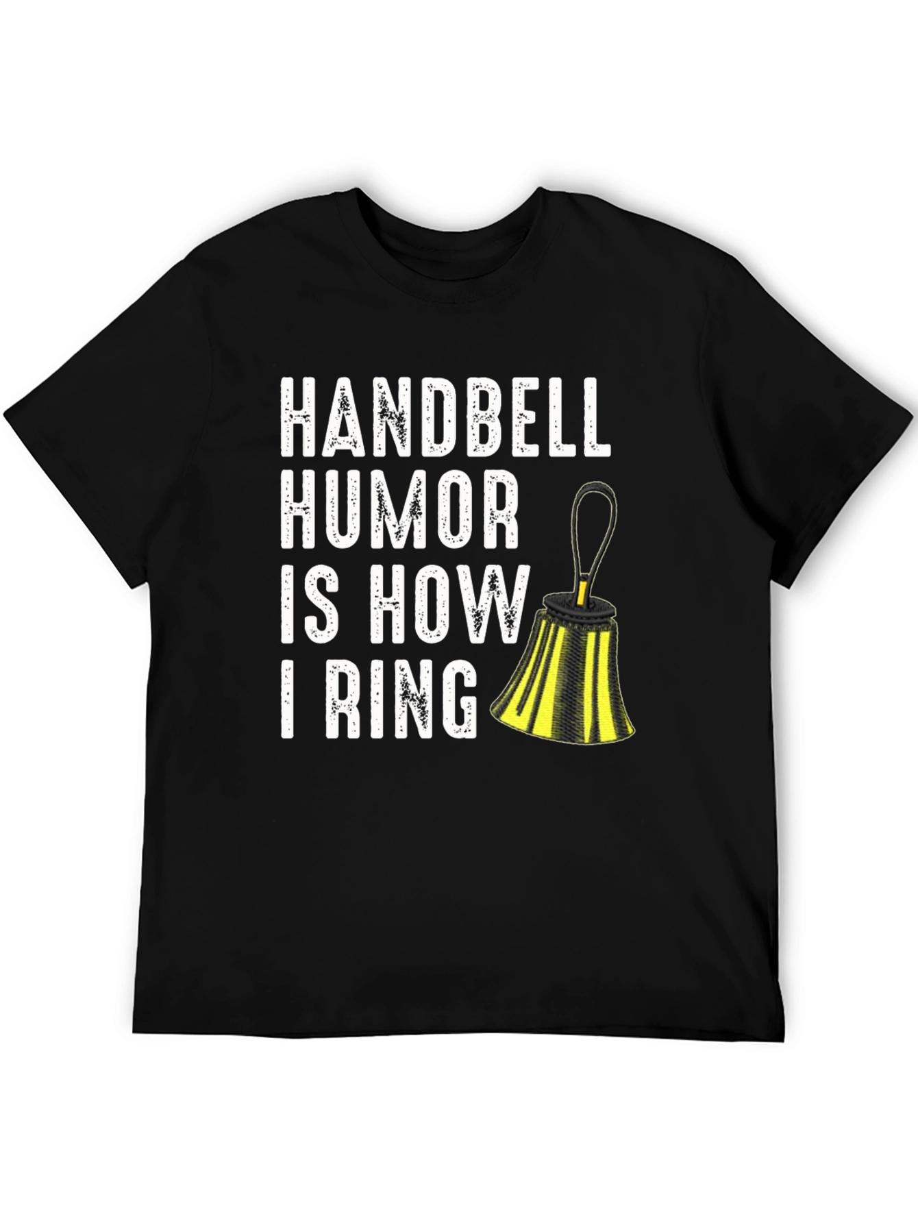 Black Handbell Humor T-Shirt - 'I Ring' Design view 5