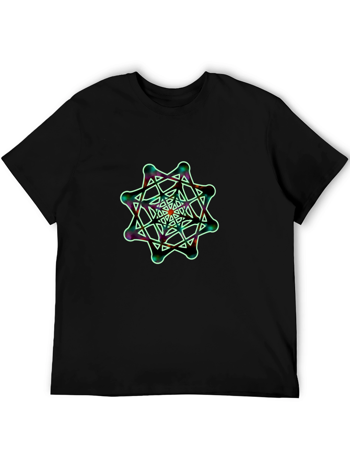 Black Geometric Starburst Graphic Tee - Black Casual Shirt view 5