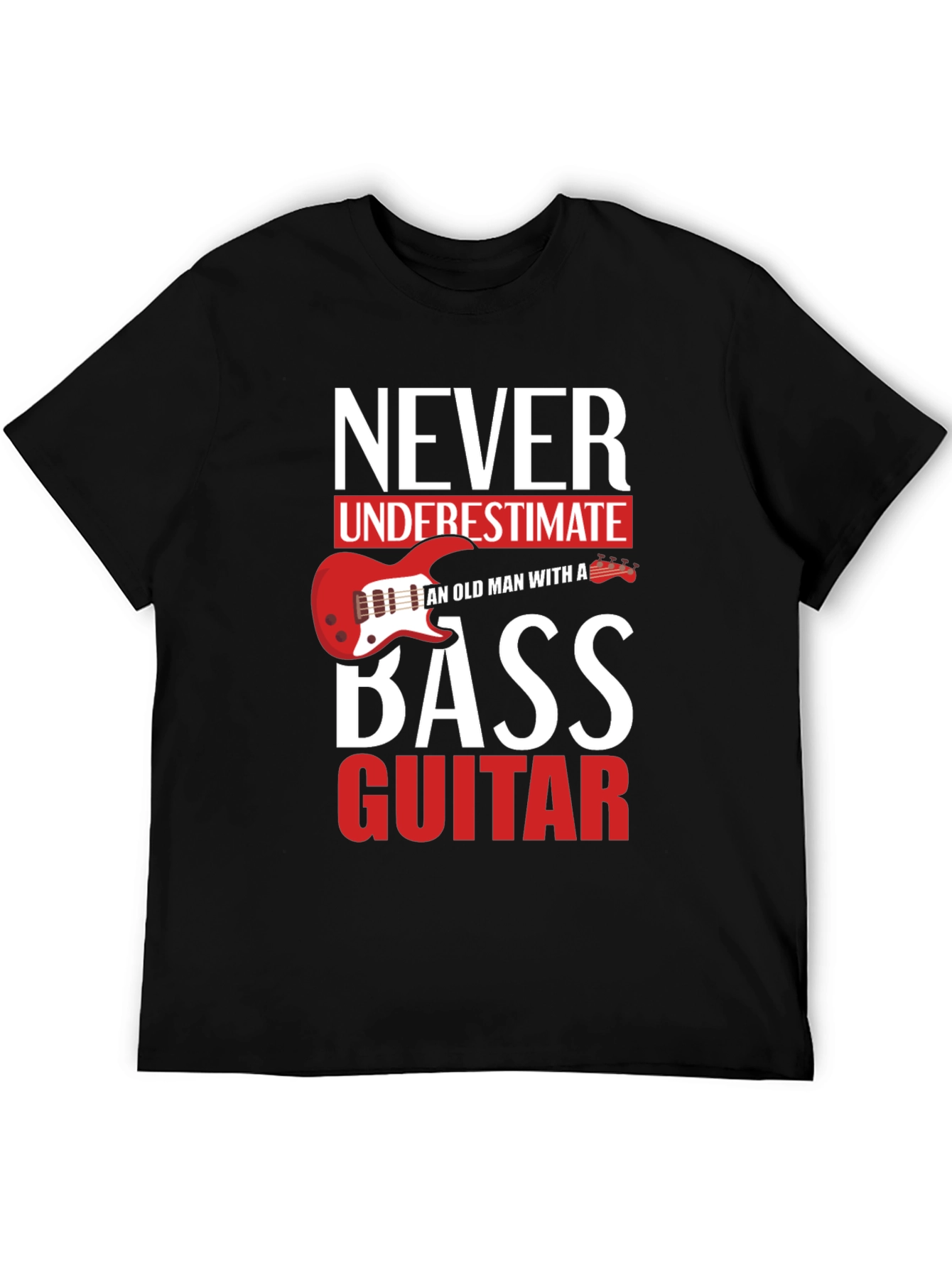Black Never Underestimate Old Man With a Bass Guitar T-Shirt view 5