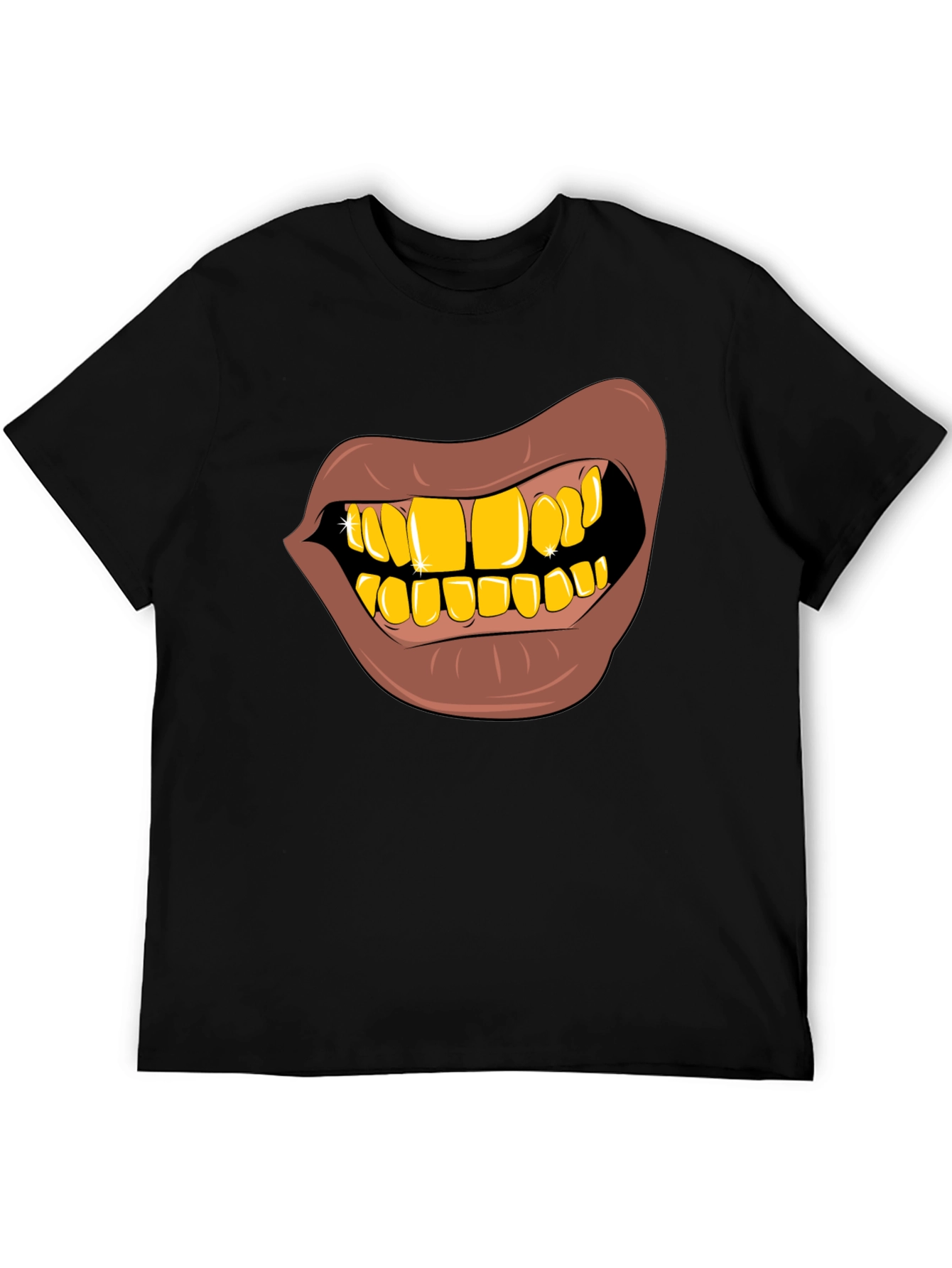 Black Gold Teeth Graphic T-Shirt - Novelty Style view 5