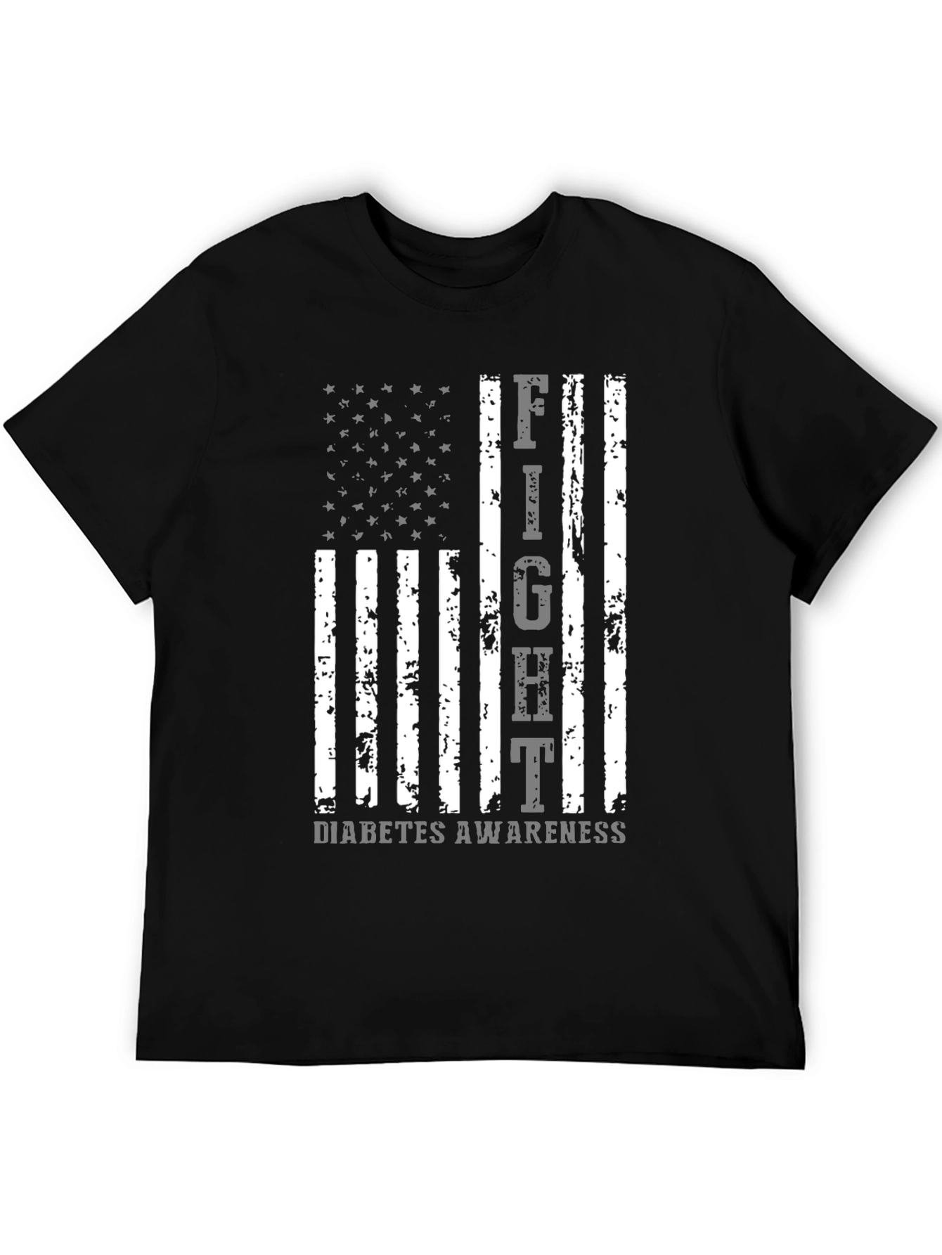 Black Fight Diabetes Awareness American Flag T-Shirt view 5