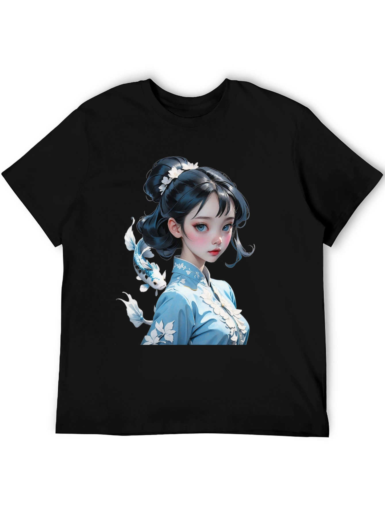 Black Anime Girl Graphic Tee - Stylish Black Cotton Blend Shirt view 5