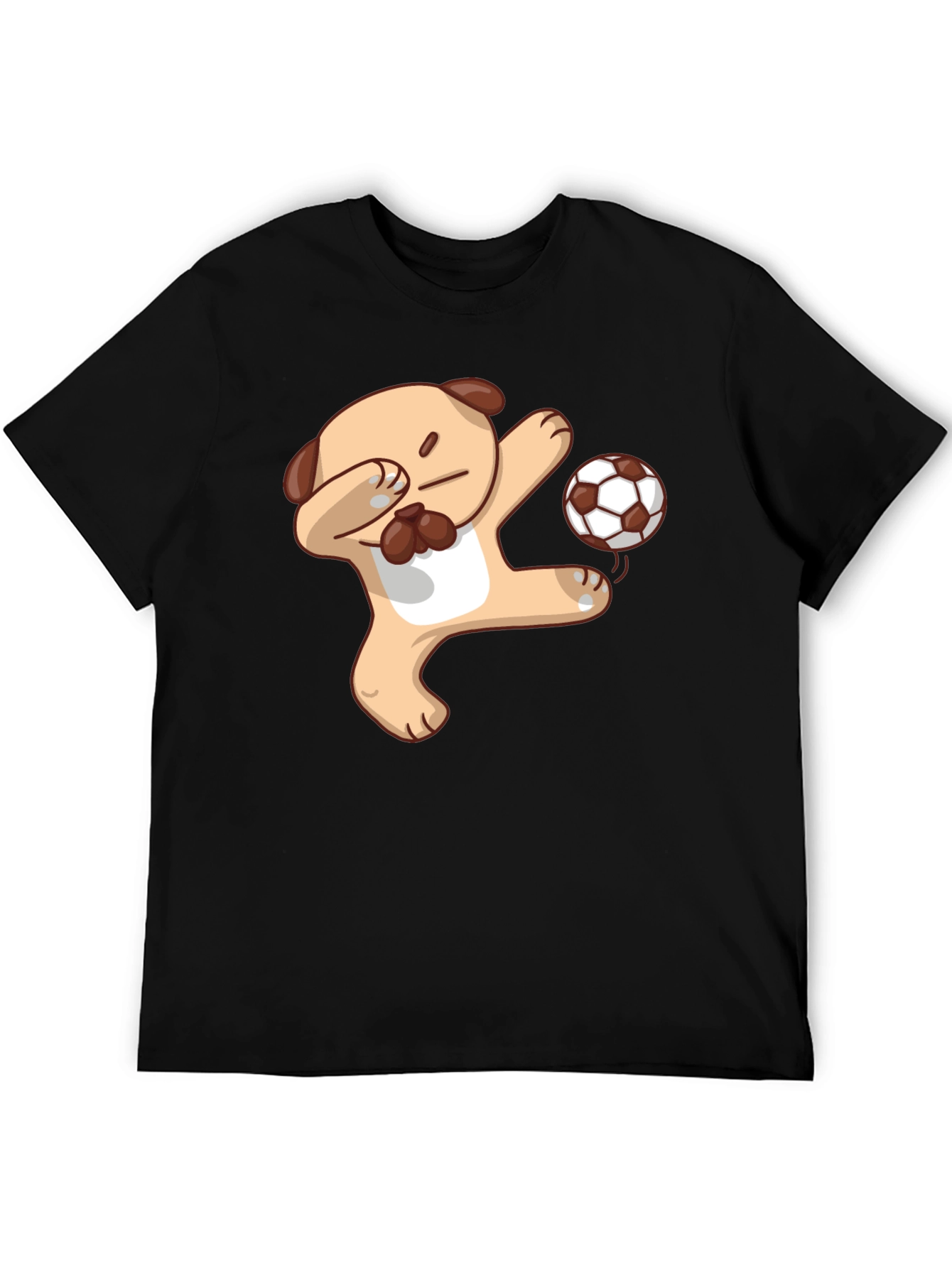 Black Funny Pug Soccer Dab T-Shirt view 5