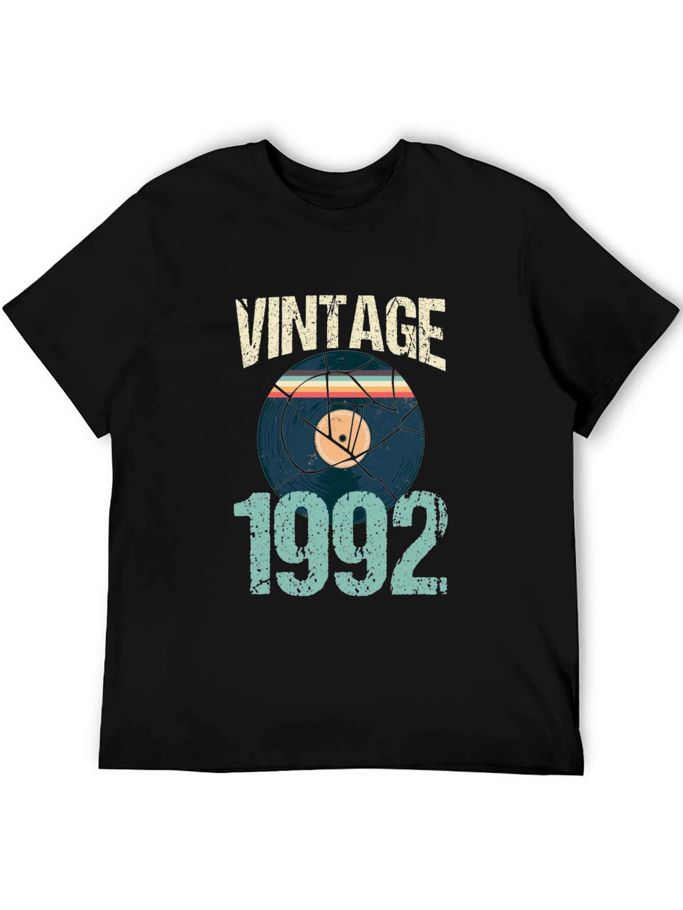Black Vintage 1992 Vinyl Record T-Shirt view 5