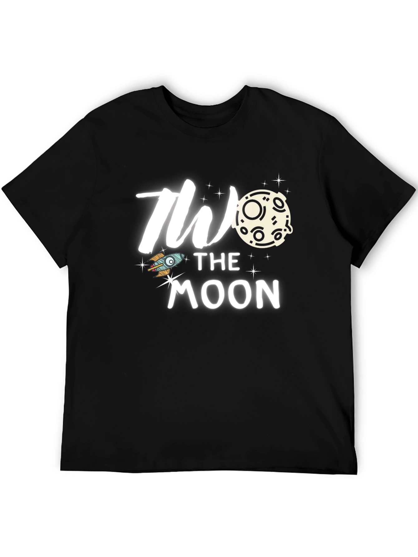 Black To the Moon Graphic Tee, Trendy Black T-Shirt view 5