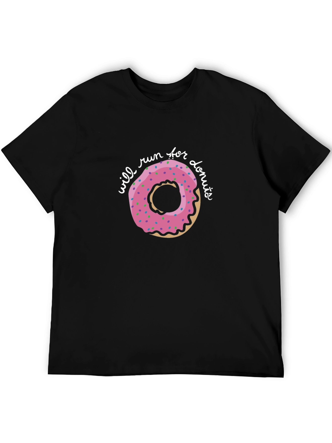 Black Will Run For Donuts T-Shirt - Casual Cotton Tee view 5
