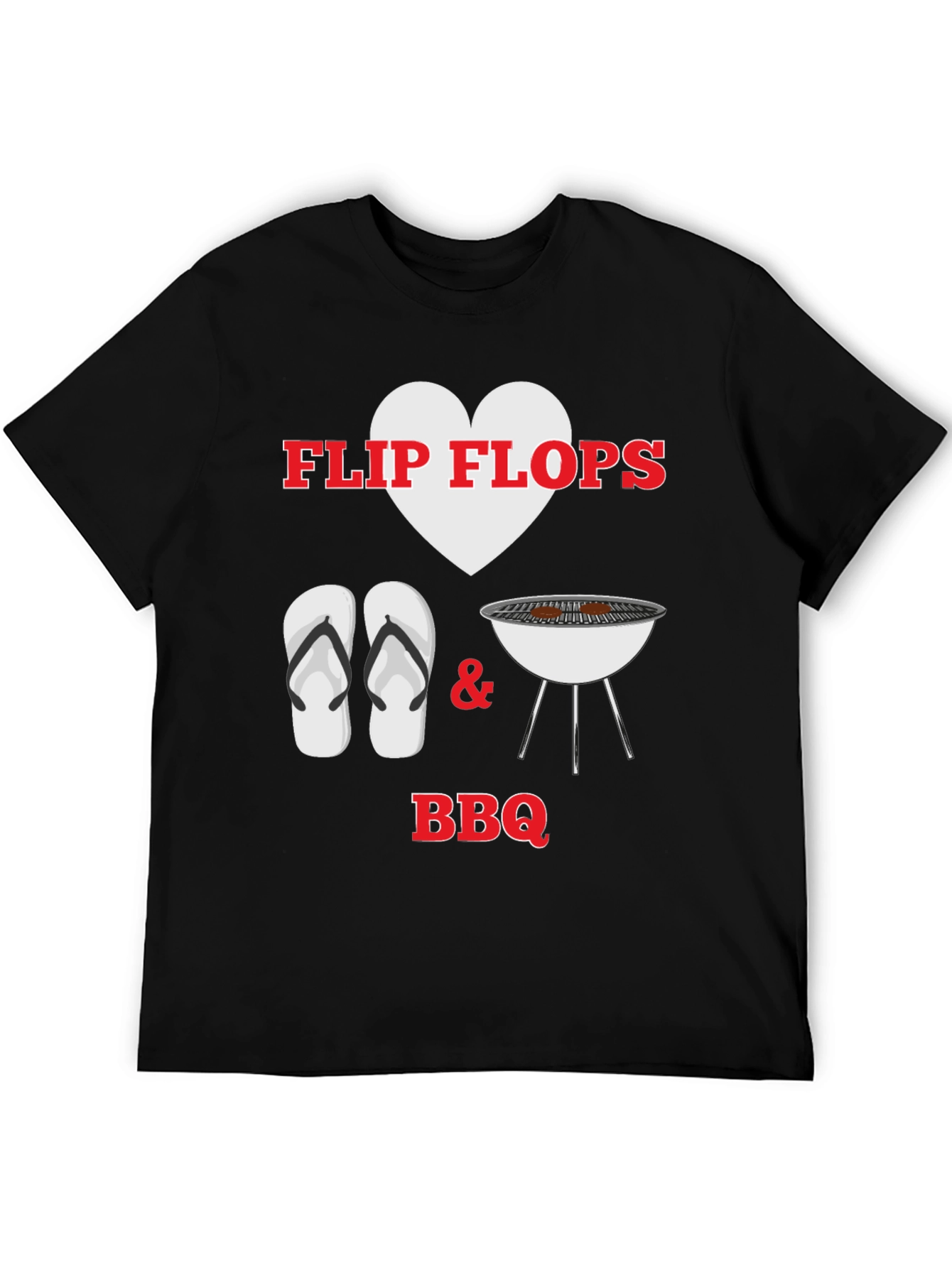 Black Flip Flops Heart BBQ T-Shirt view 5