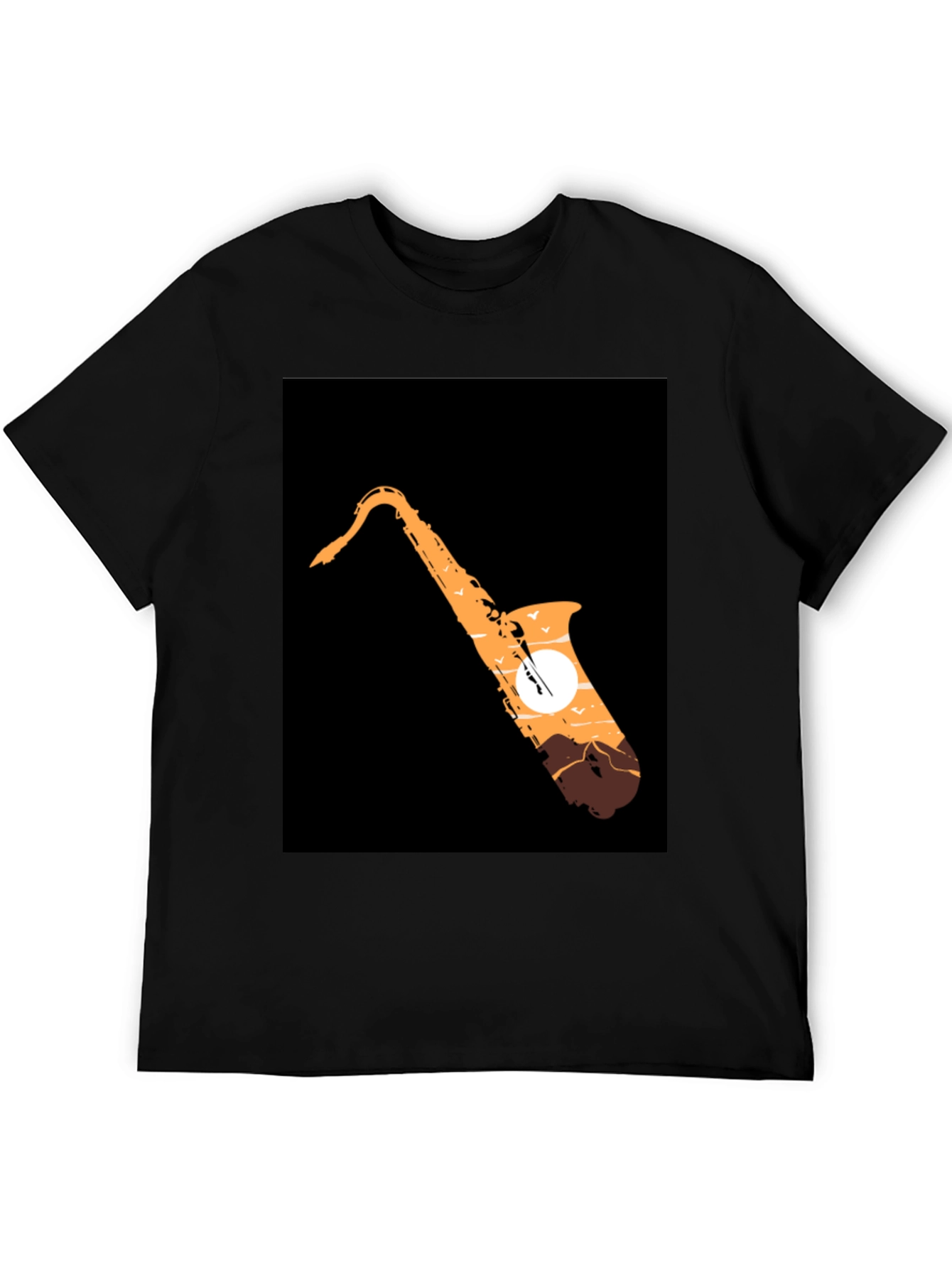 Black Saxophone Sunset Graphic Tee - Cool Musician T-Shirt view 5