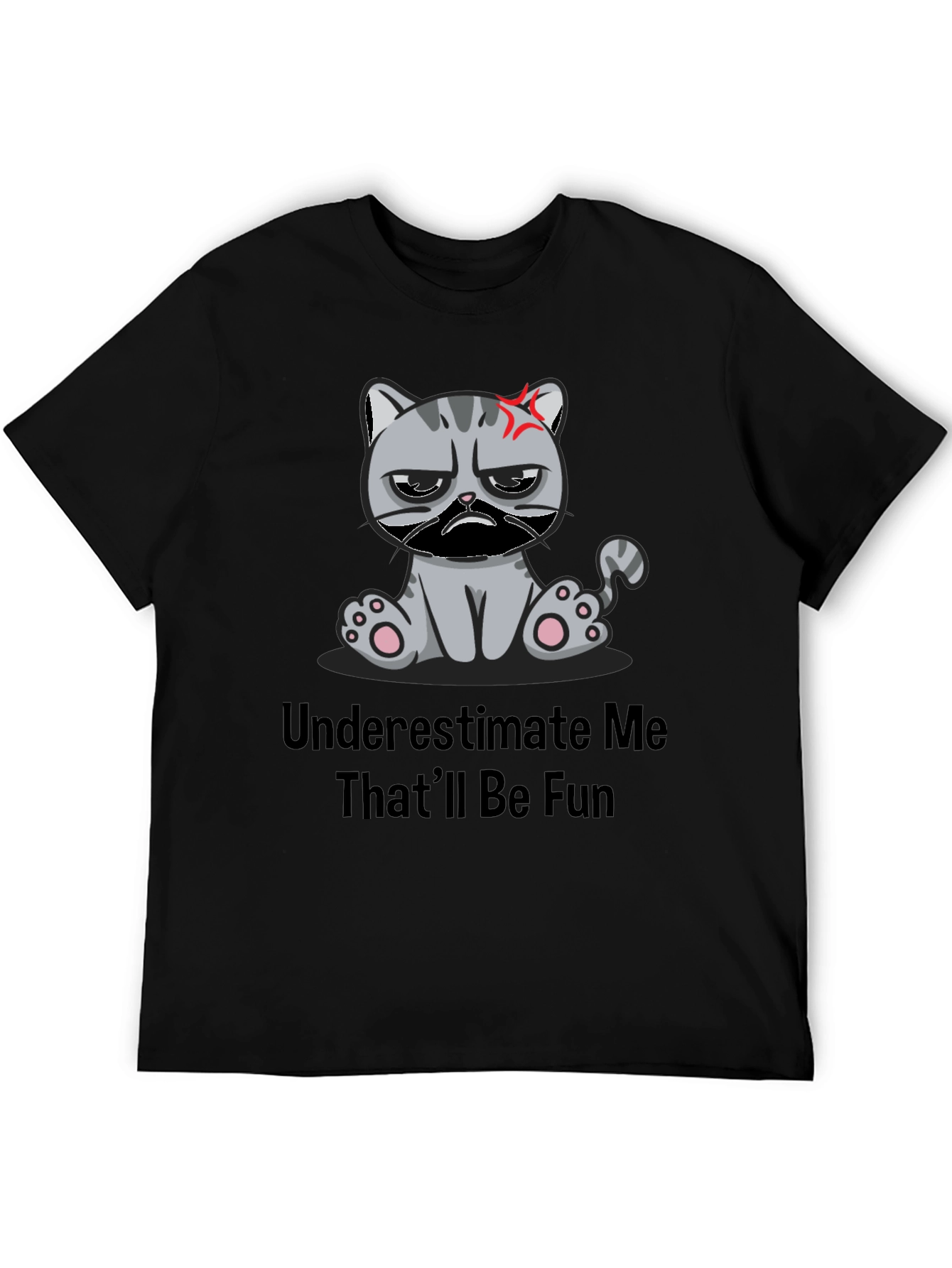 Black Grumpy Cat Humor T-Shirt - Underestimate Me! view 5
