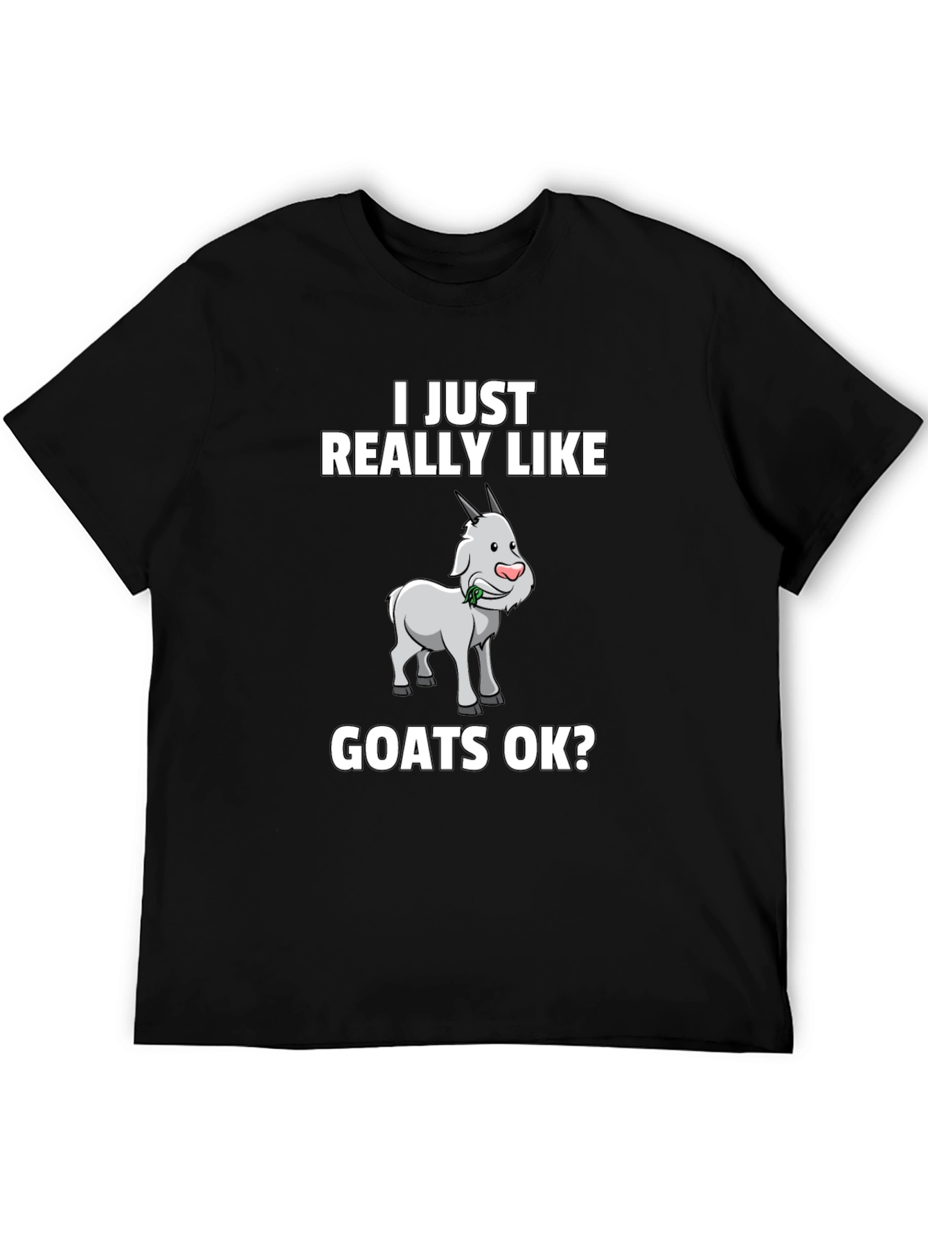 Black I Just Really Like Goats OK? Graphic Tee view 5