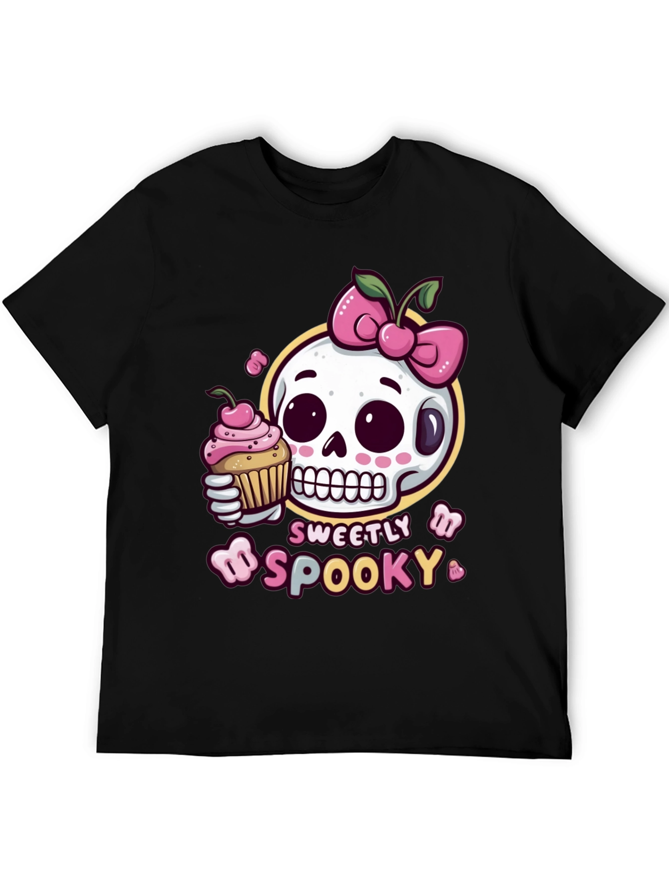 Black Sweetly Spooky Skull T-Shirt view 5