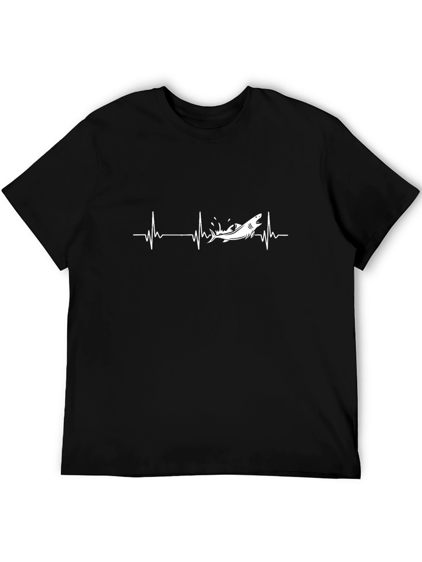 Black Shark Heartbeat T-Shirt - Black, Unique Design view 5