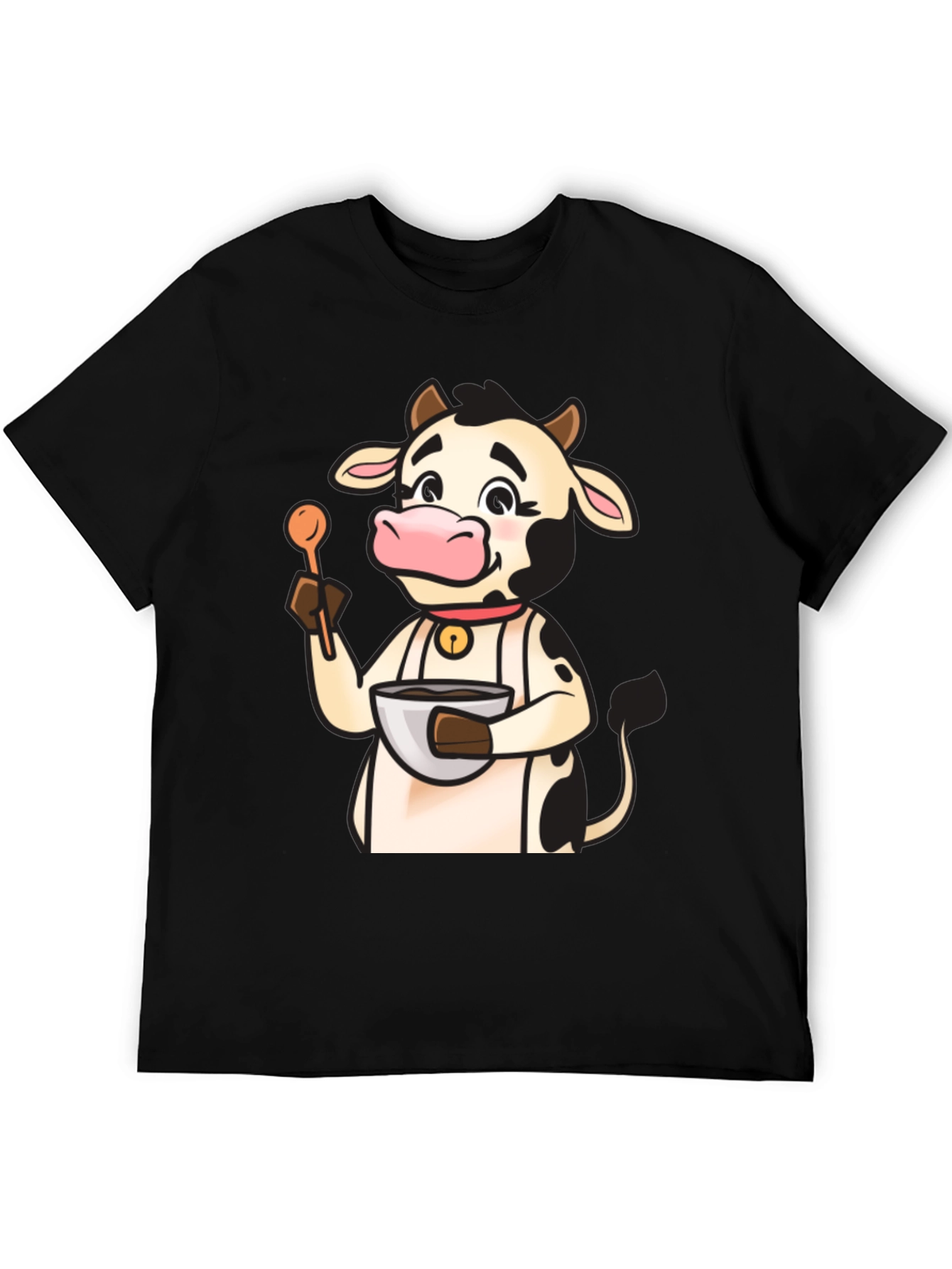 Black Cow Chef T-Shirt - Cute Cartoon Cooking Tee view 5