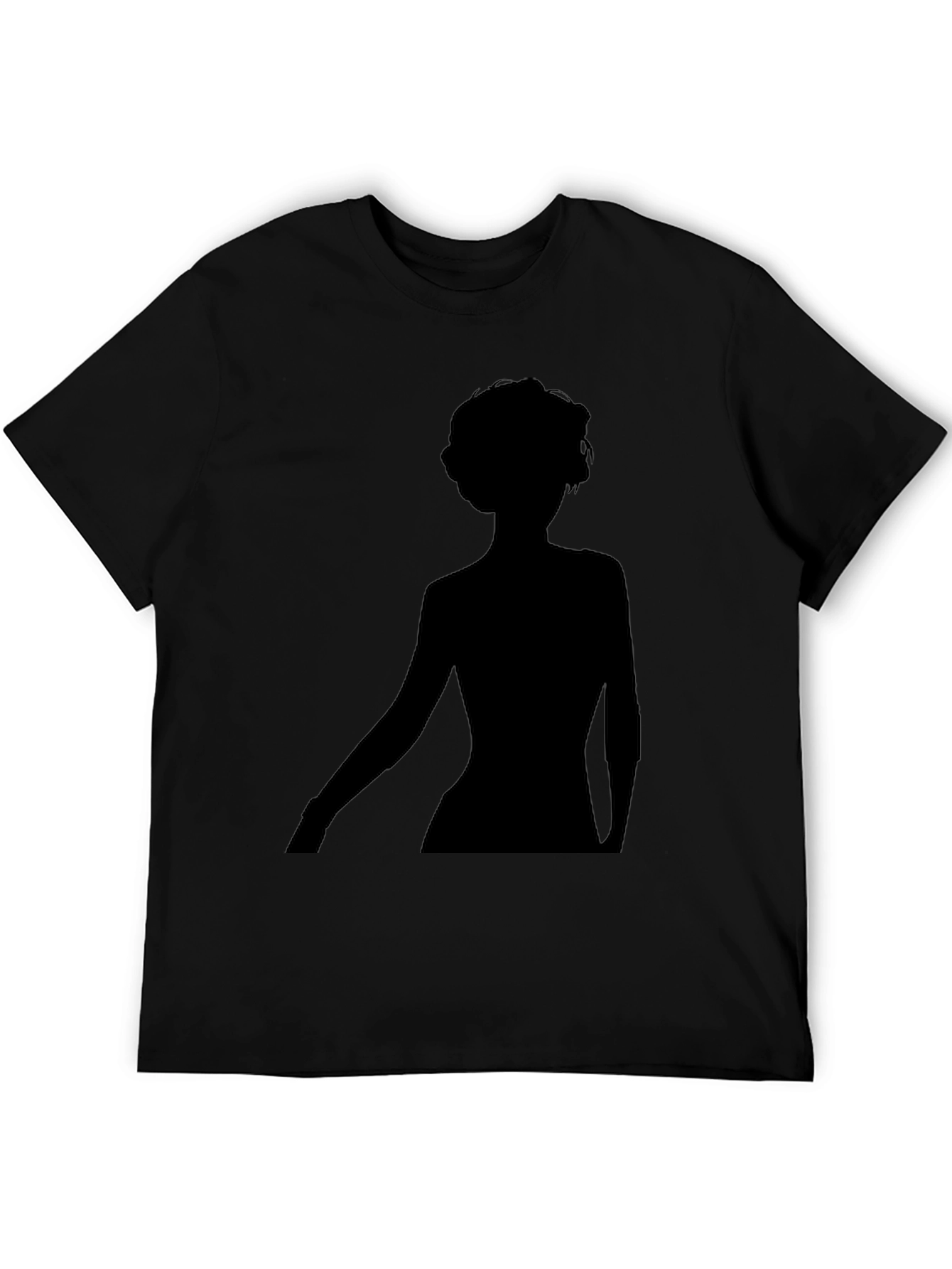 Black Silhouette Woman Black T-Shirt - Modern Casual Tee view 5