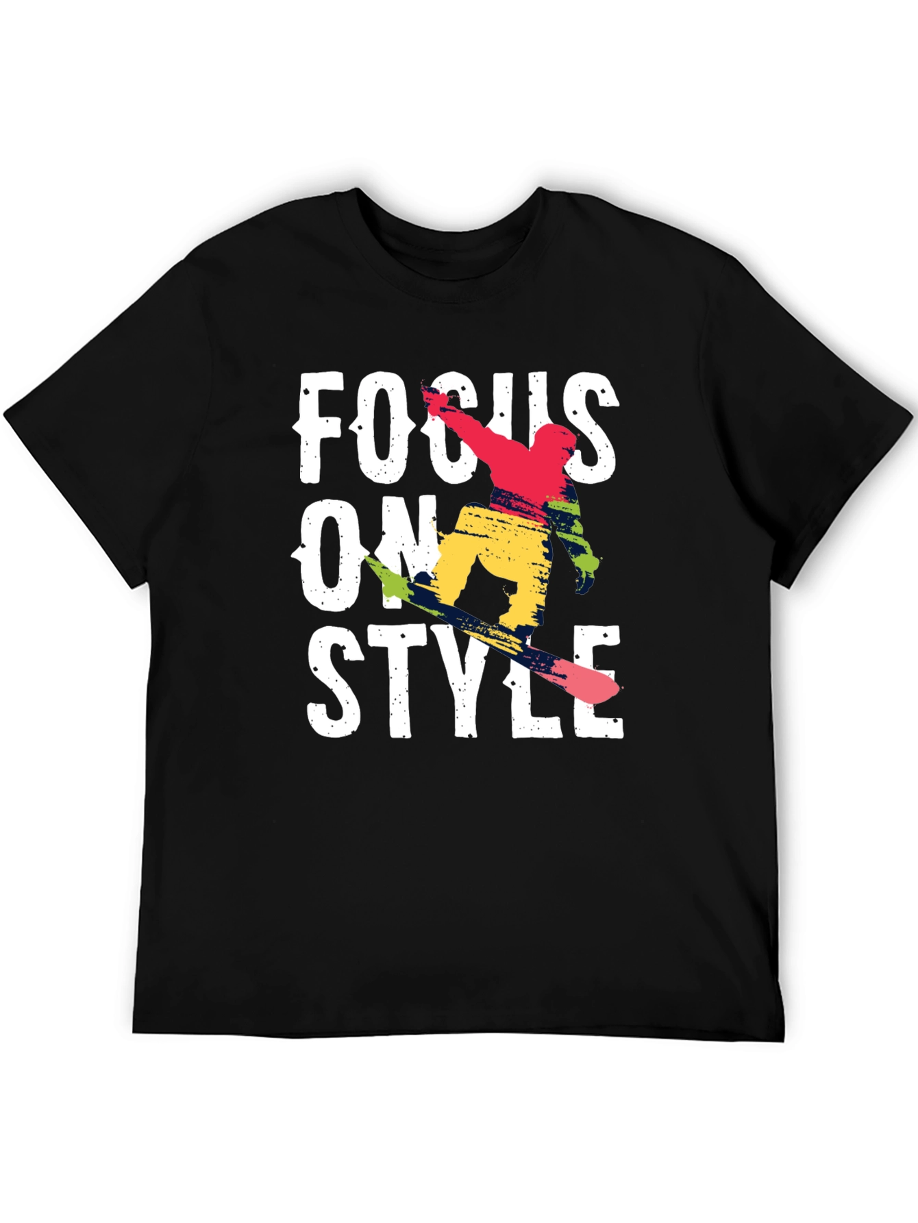 Black Focus on Style Graphic Tee | Trendy Black Cotton Shirt view 5