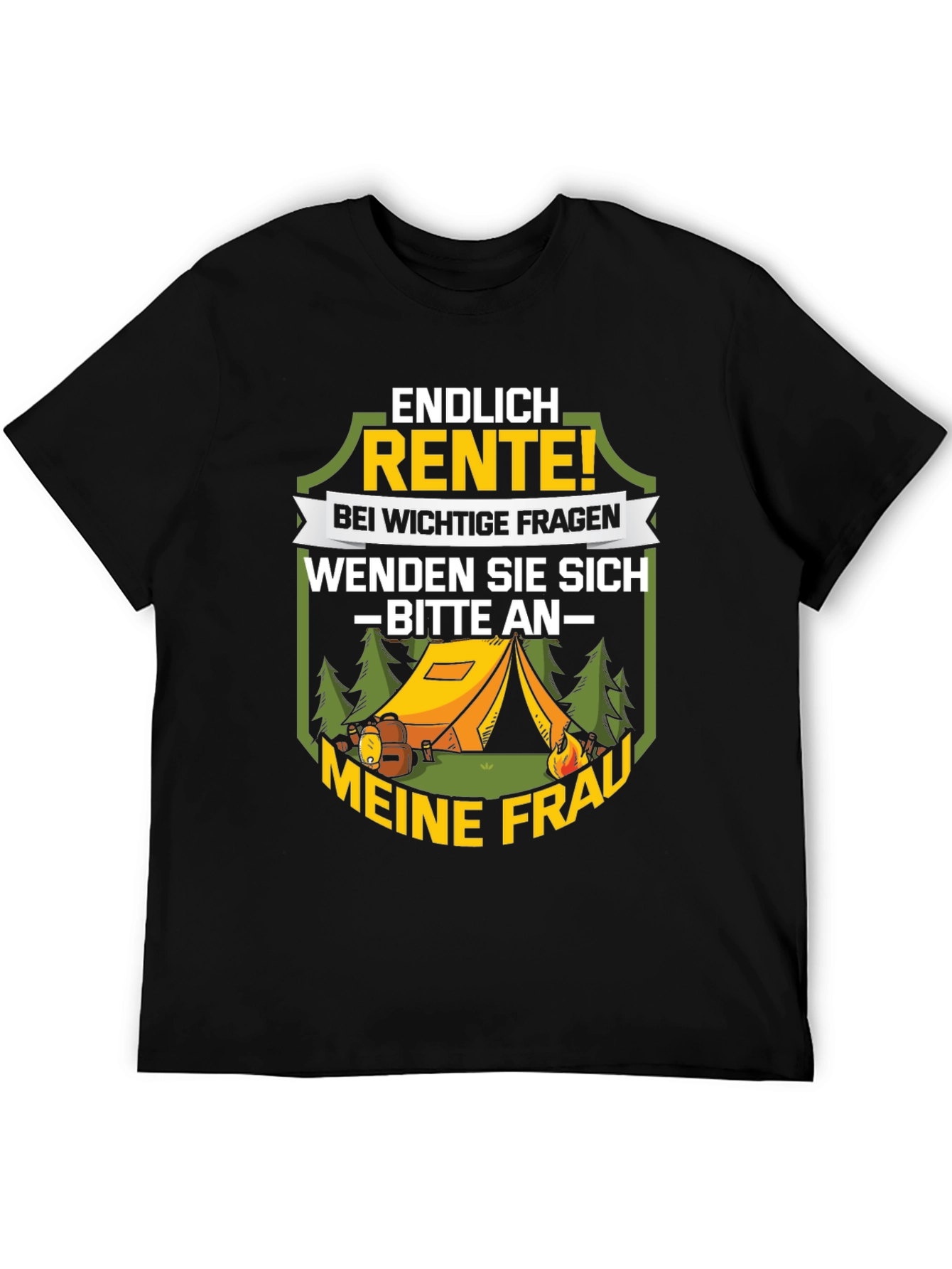 Black Funny Retirement Camping T-Shirt - "Ask My Wife!" view 5