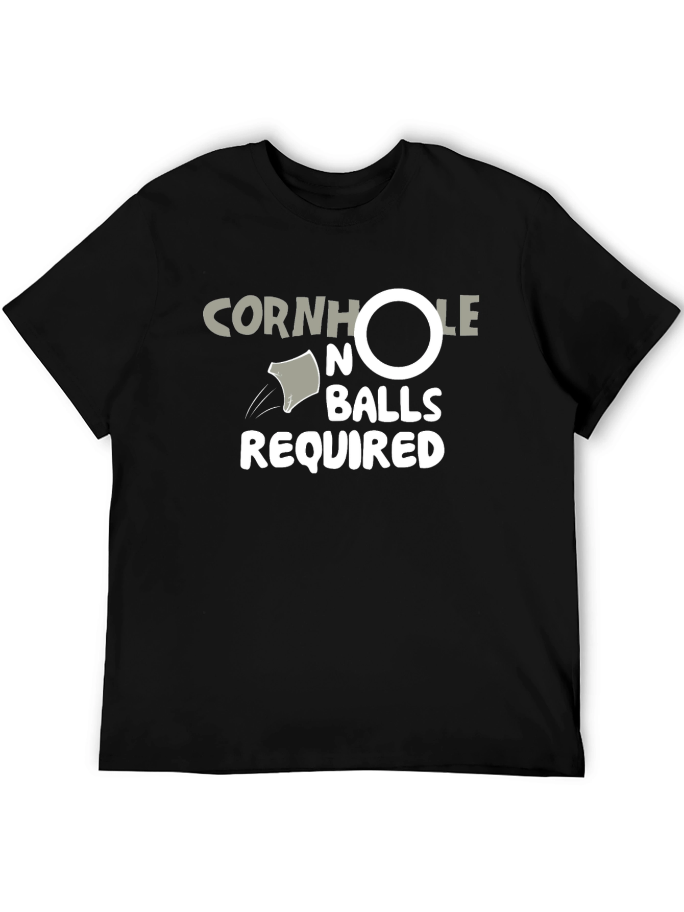 Black Cornhole No Balls Required Black T-Shirt view 5