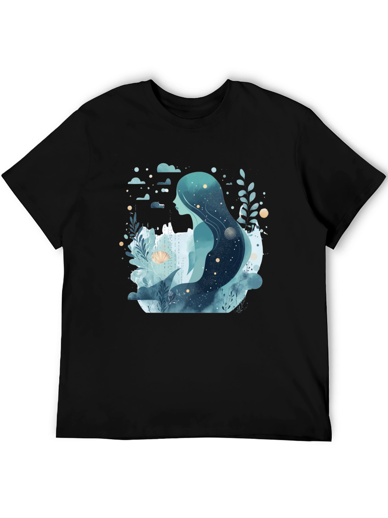 Black Celestial Mermaid Graphic Tee - Black view 5
