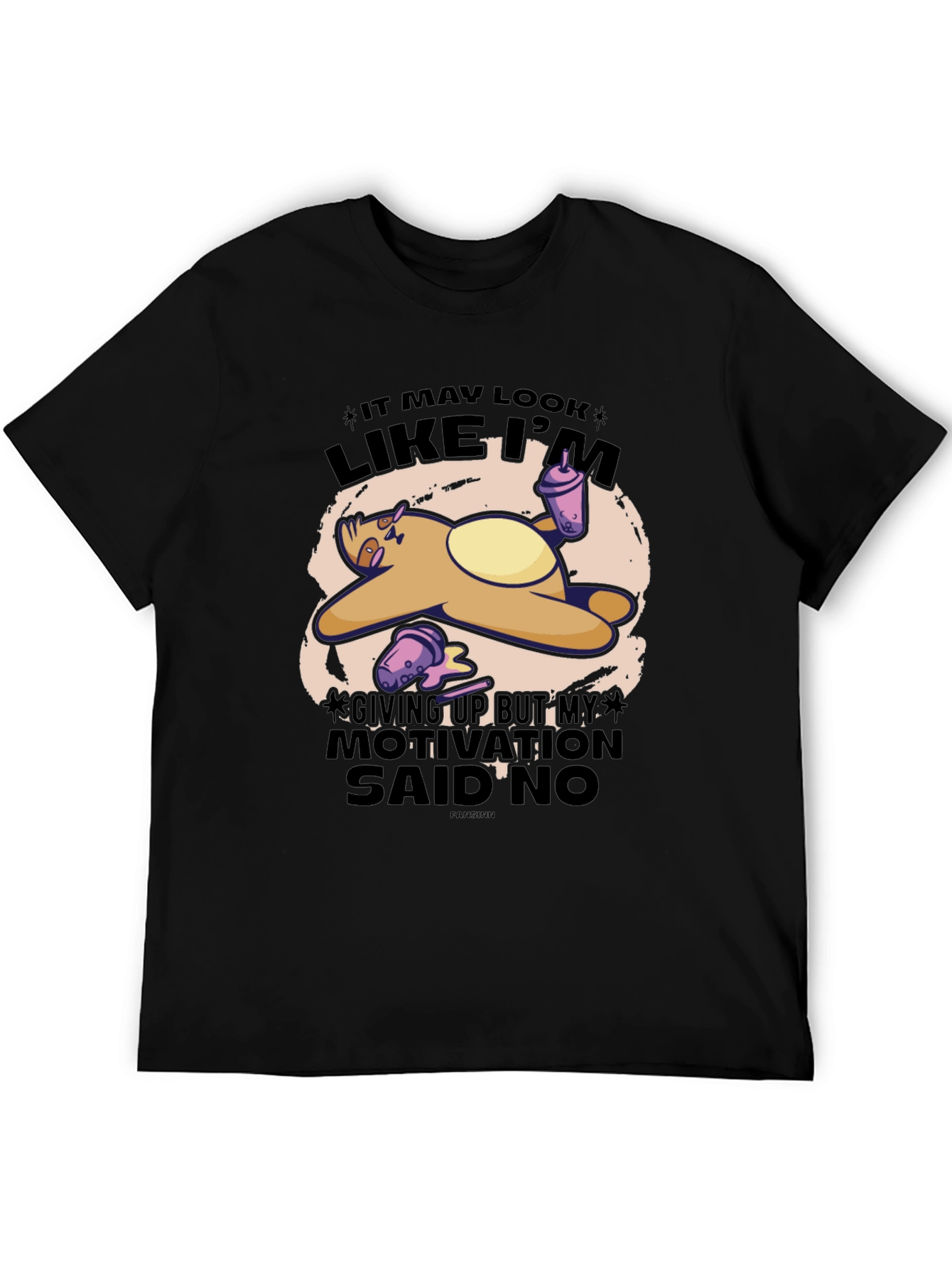 Black Funny Sloth Motivation T-Shirt view 5