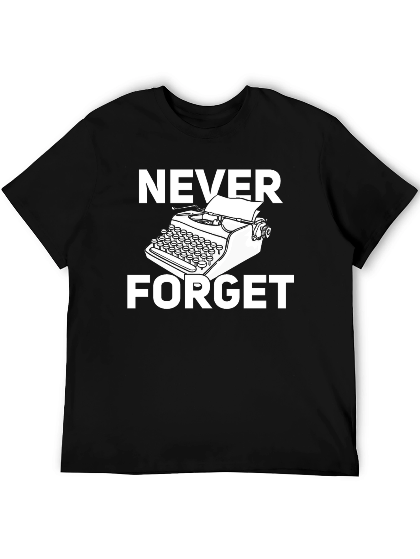 Black Never Forget Typewriter Graphic Tee - Retro Novelty Shirt view 5