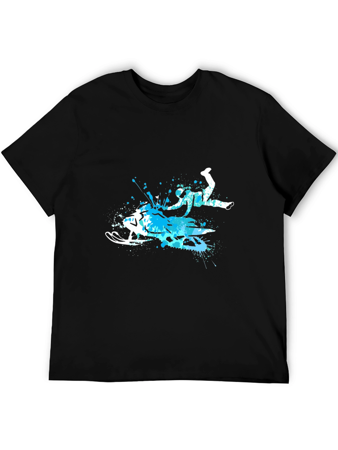 Black Snowmobile Splash Art Graphic Tee - Cool Sport T-Shirt view 5