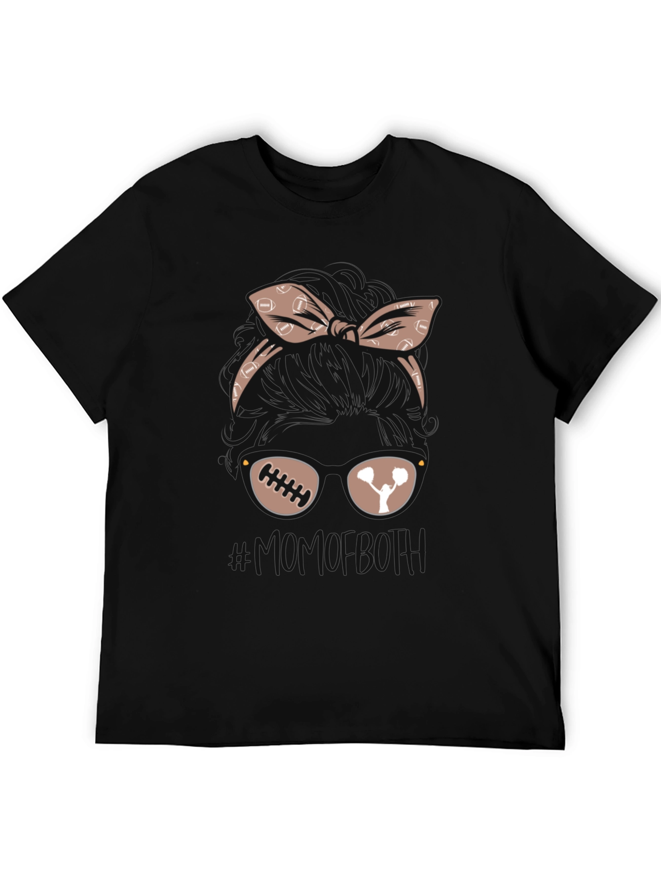 Black Football & Cheer Mom Graphic Tee view 5