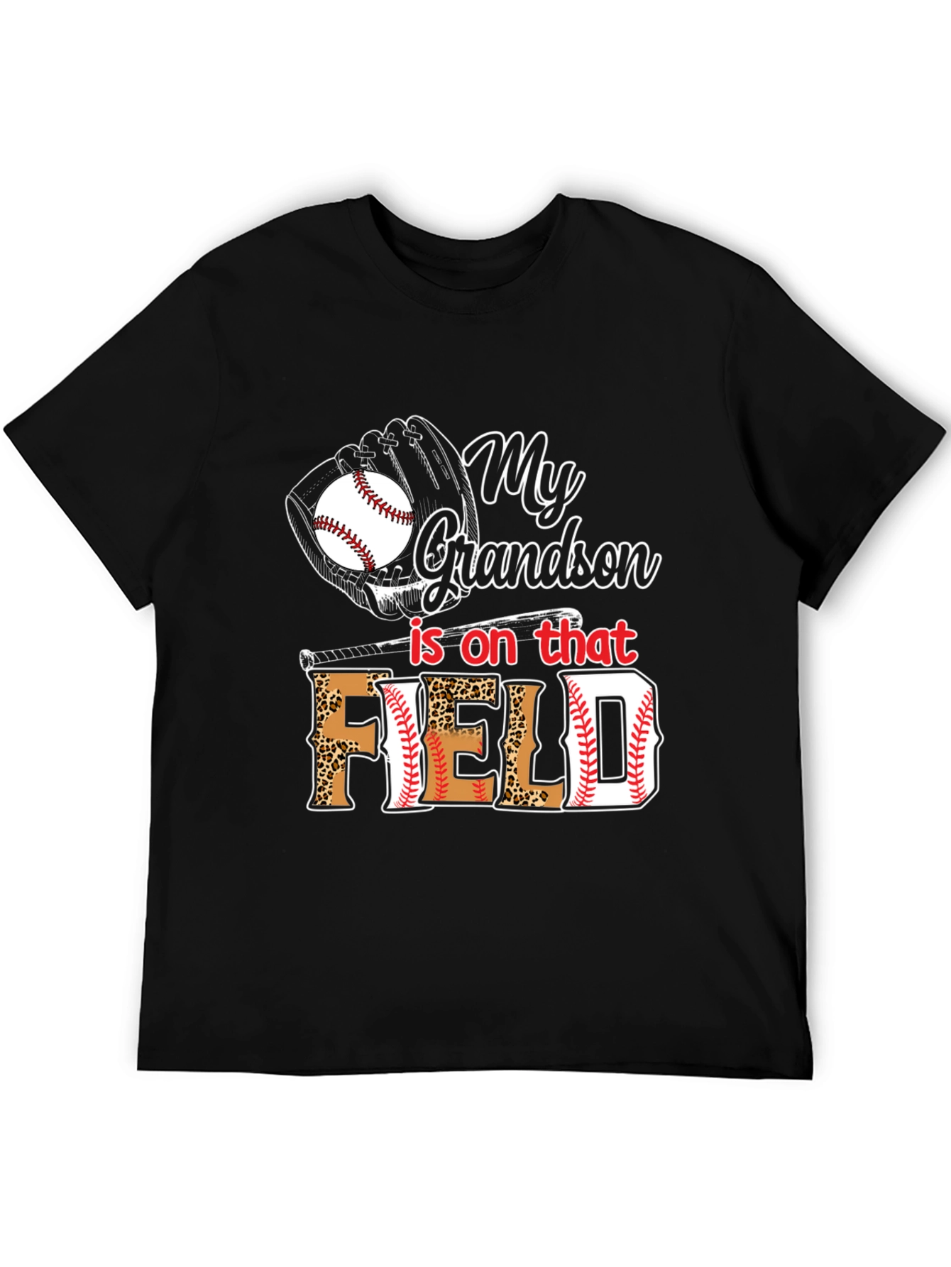Black My Grandson Is On That Field Baseball T-Shirt view 5