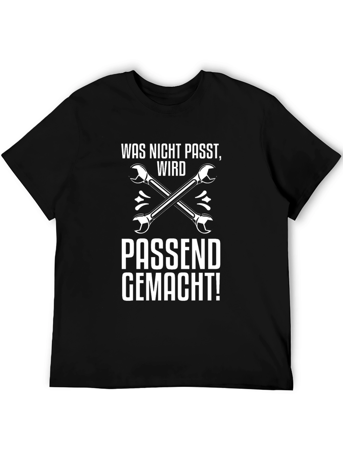 Black Black Wrench Graphic Tee - "Was Nicht Passt" Design view 5