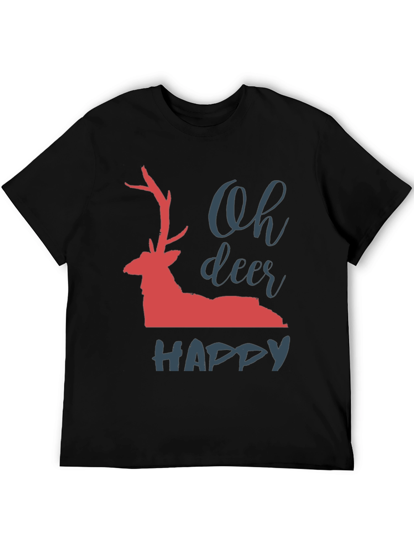 Black Oh Deer Happy T-Shirt view 5
