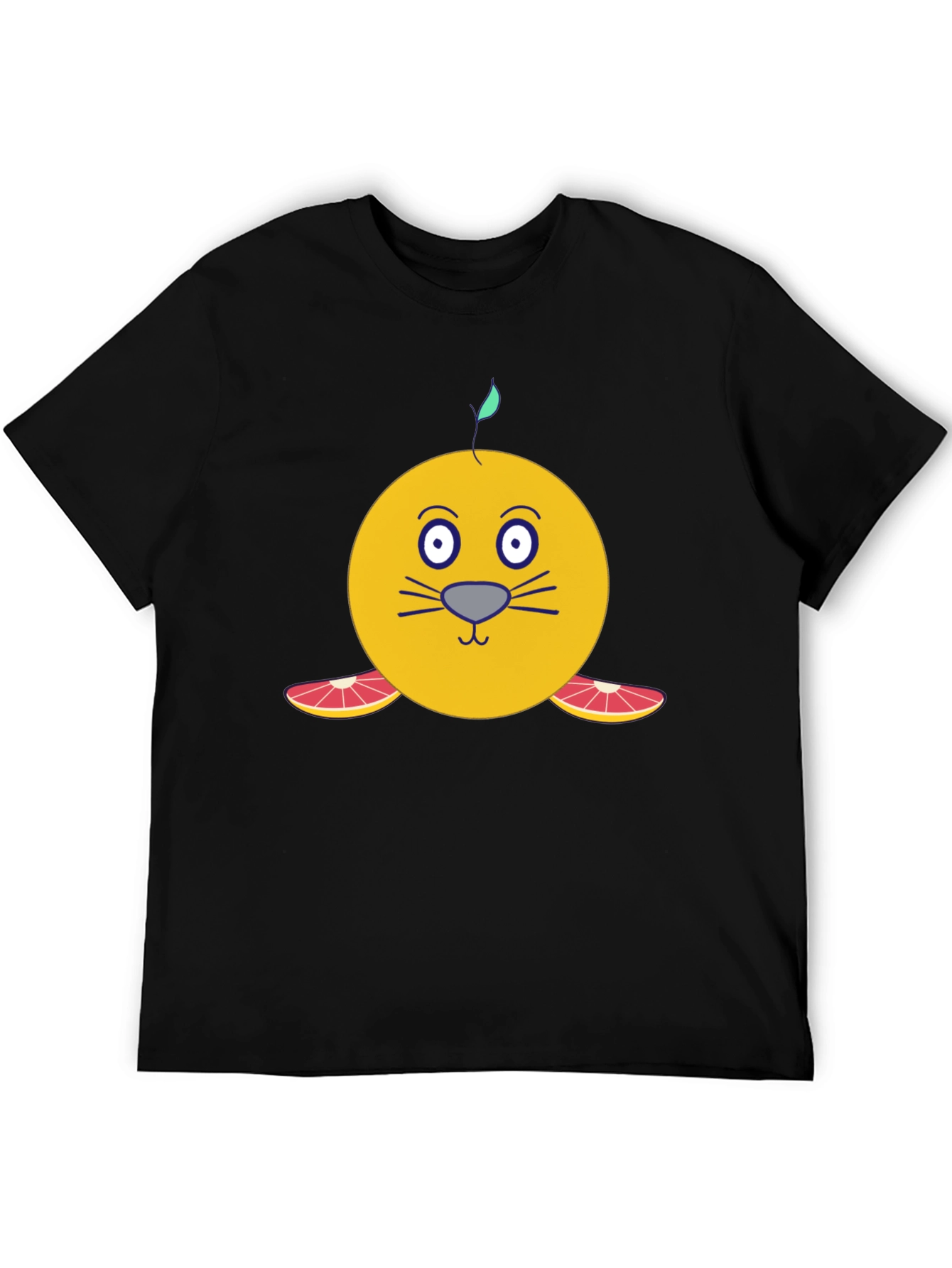 Black Citrus Seal Graphic T-Shirt - Unique Cartoon Design view 5